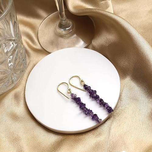 Miniatura 10 de Gempires Natural Red Garnet Chips Earring January Birthstone Jewelry Dangling Earrings For Girls Gift for Her (Red Garnet((Gold))