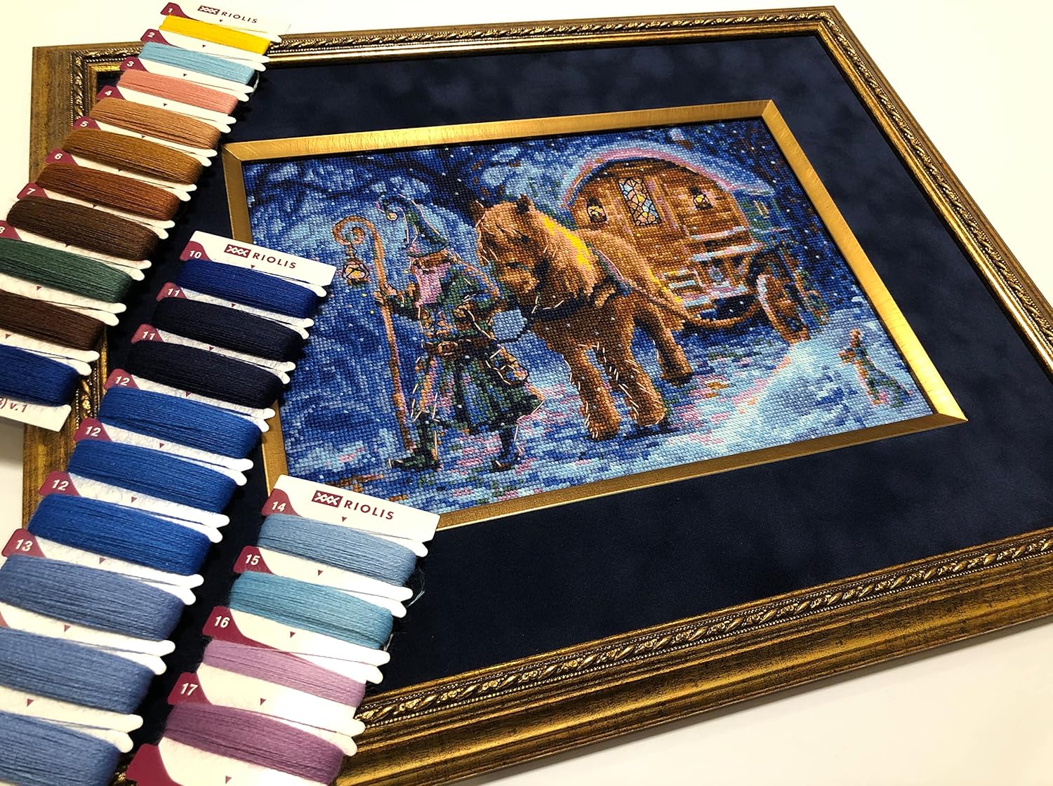 RIOLIS - Travelling Sorcerer 1942, Counted Cross Stitch Kit 11¾"x8¼, Cross Stitch Patterns for Adults w/Horse and Wizard Motives, Christmas Cross Stitch Kits for Adults Advanced & Beginners