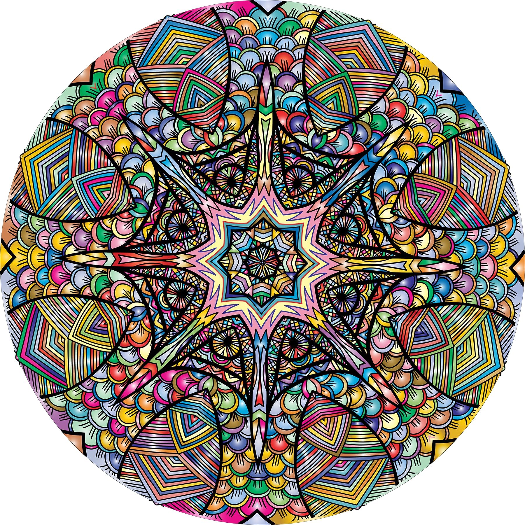Puzzle-Flowing scales- 1000 Pieces Creative Geometric Round Blue Board Colorful Mandala Jigsaw Puzzle(Flowing scales)
