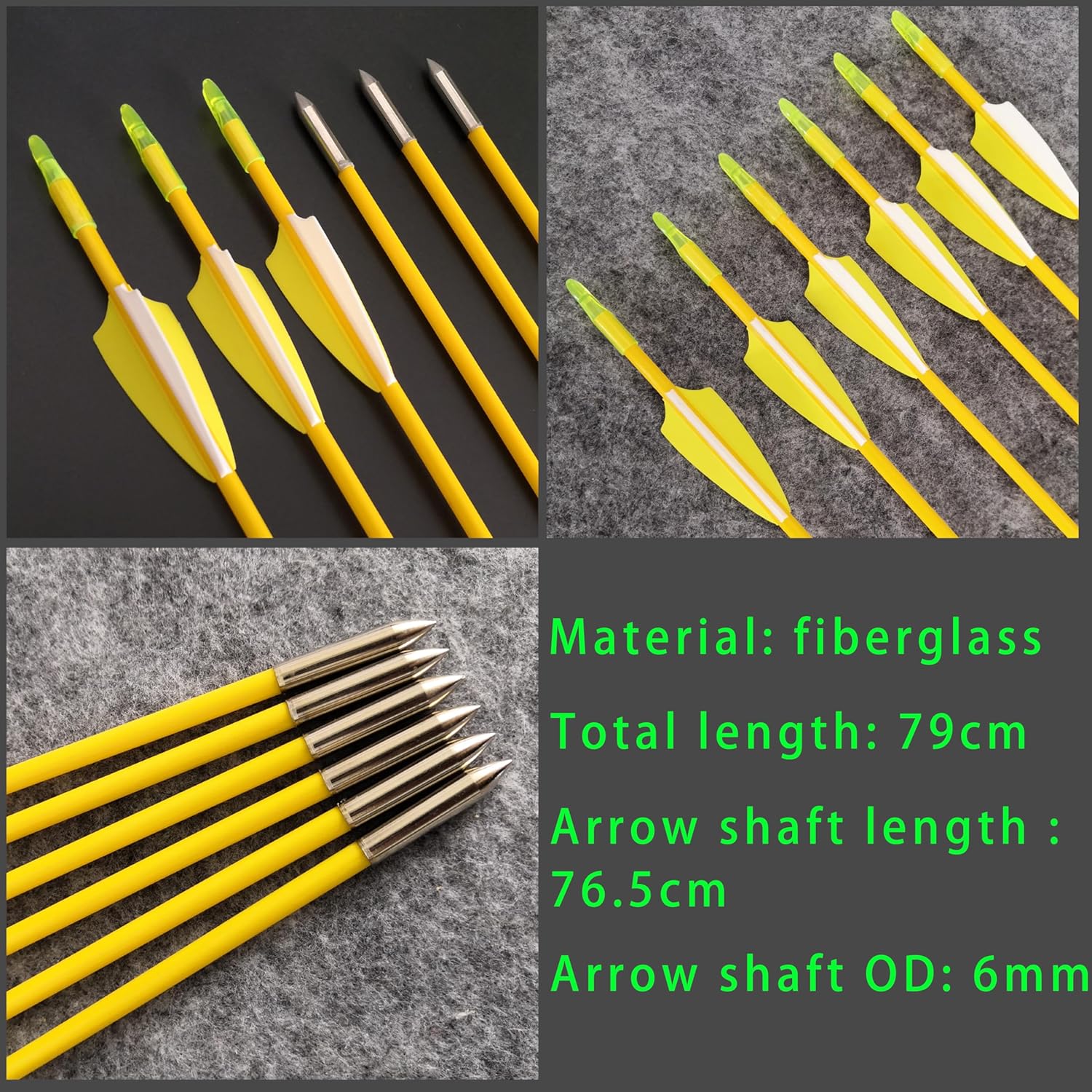 Archery 31 Inch Fiberglass Arrows Target Arrows Practice for Recurve Compound Bow Beginner Outdoor Shooting (6/12pcs)