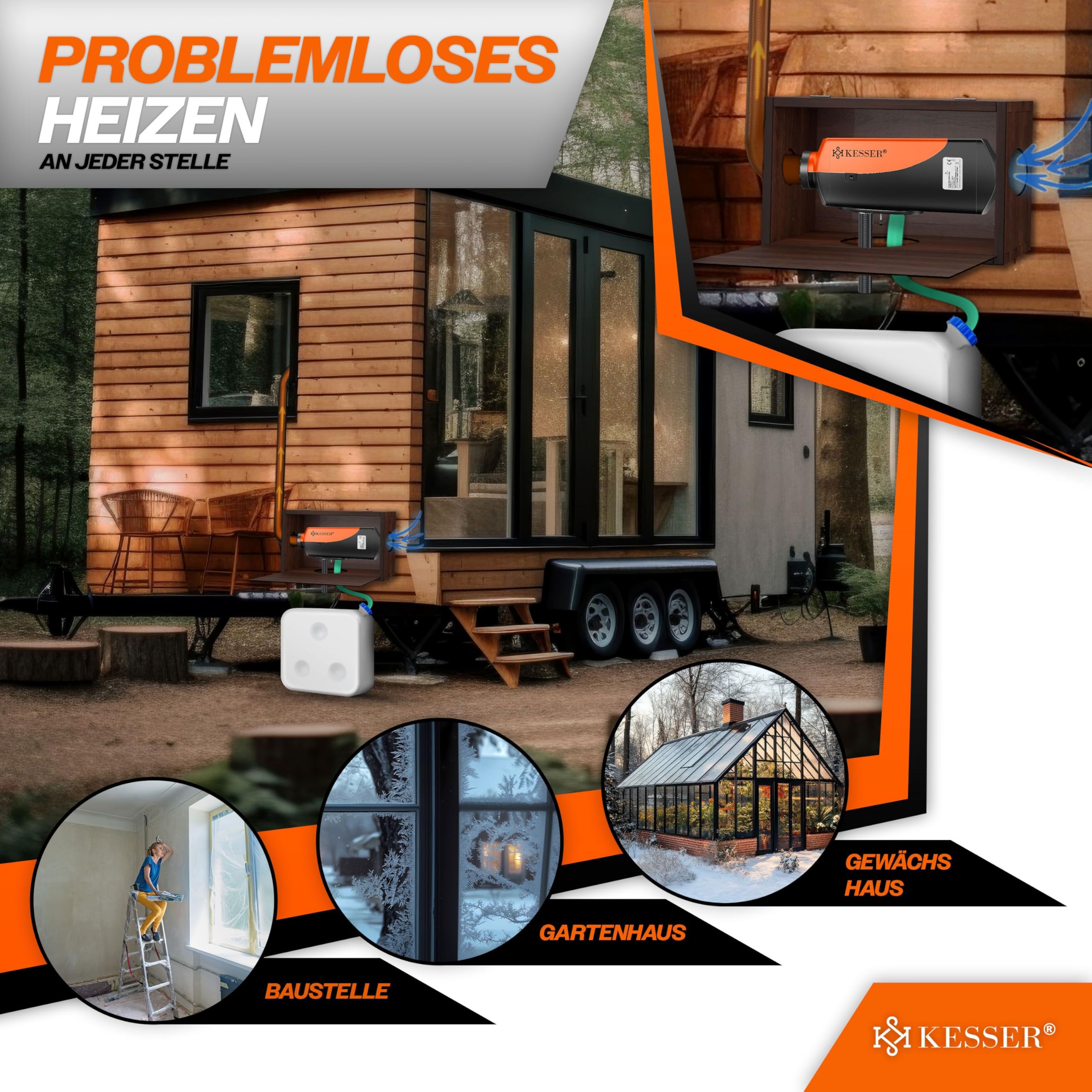 KESSER® Calefacción de estacionamiento diésel de 8 kW, 12 V/24 V, con temporizador, pantalla LCD y mando a distancia, calentamiento rápido, calentador de aire con silenciador y termostato