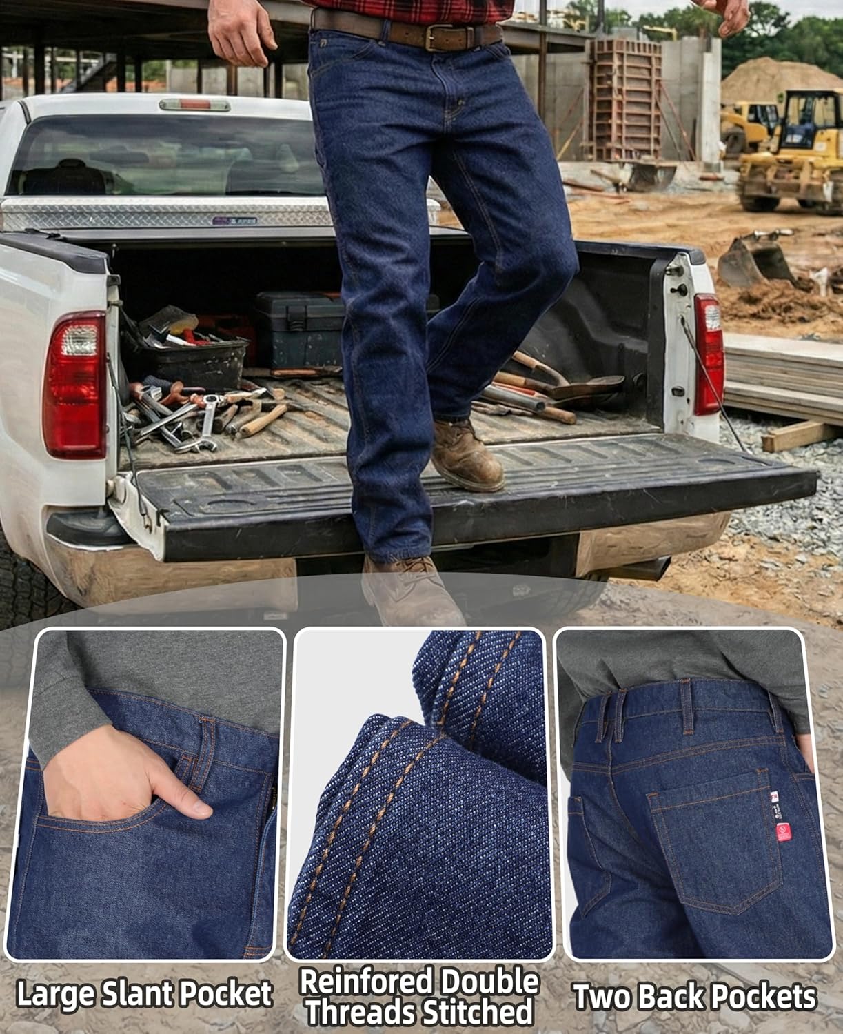 BOCOMAL FR Pants for Men Flame Resistant Duck and Denim Carpenter Pants Fire Retardant Jeans