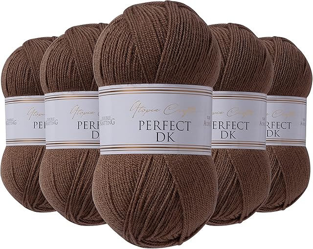 Utopia Crafts DK Double Knitting Yarn, 5X 100g (Vintage Khaki)