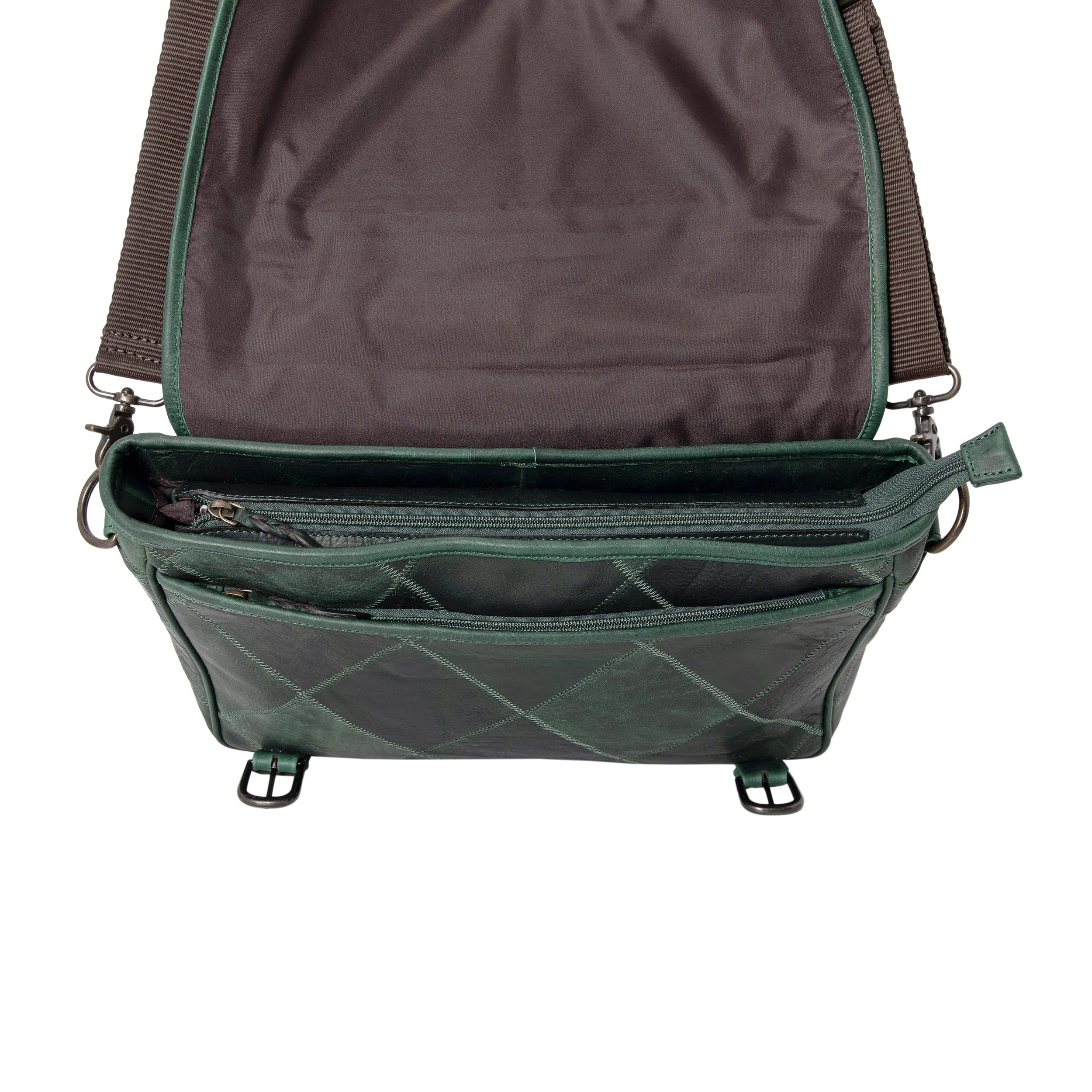ZINT Waxy Genuine Full Grain Leather Green Unisex Messenger 15 inches Laptop Bag - Image 6 thumbnail