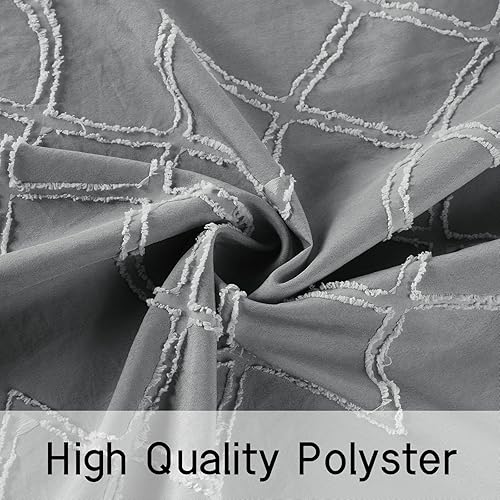 Miniatura 3 de Yimobra Cortina de ducha pequeña de tamaño medio, 72 x 72 pulgadas, geométrica moderna y elegante, texturizada y lavable a máquina, con 6 ganchos,