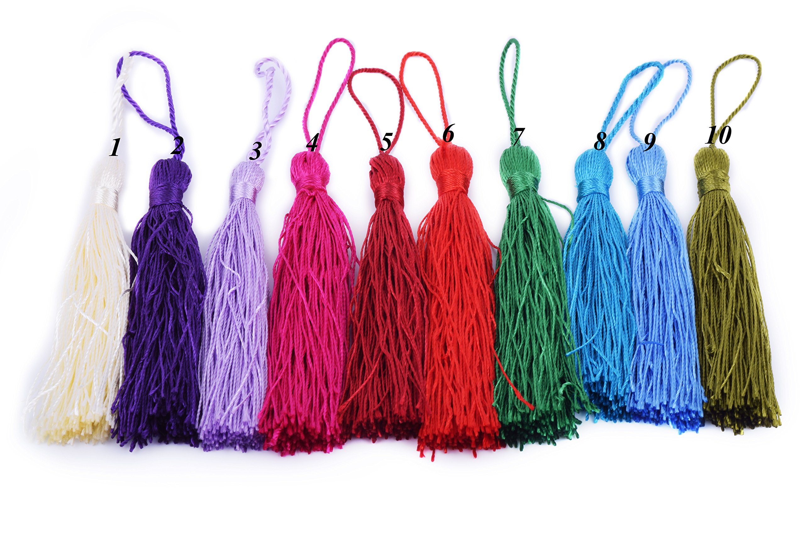 KONMAY 20pcs Silky Handmade Tiny(3.5') Soft Craft Mini Tassels with Loops for Bookmarks Jewelry Making, Decoration DIY Projects (Mixed(20 colors randomly, one of each))
