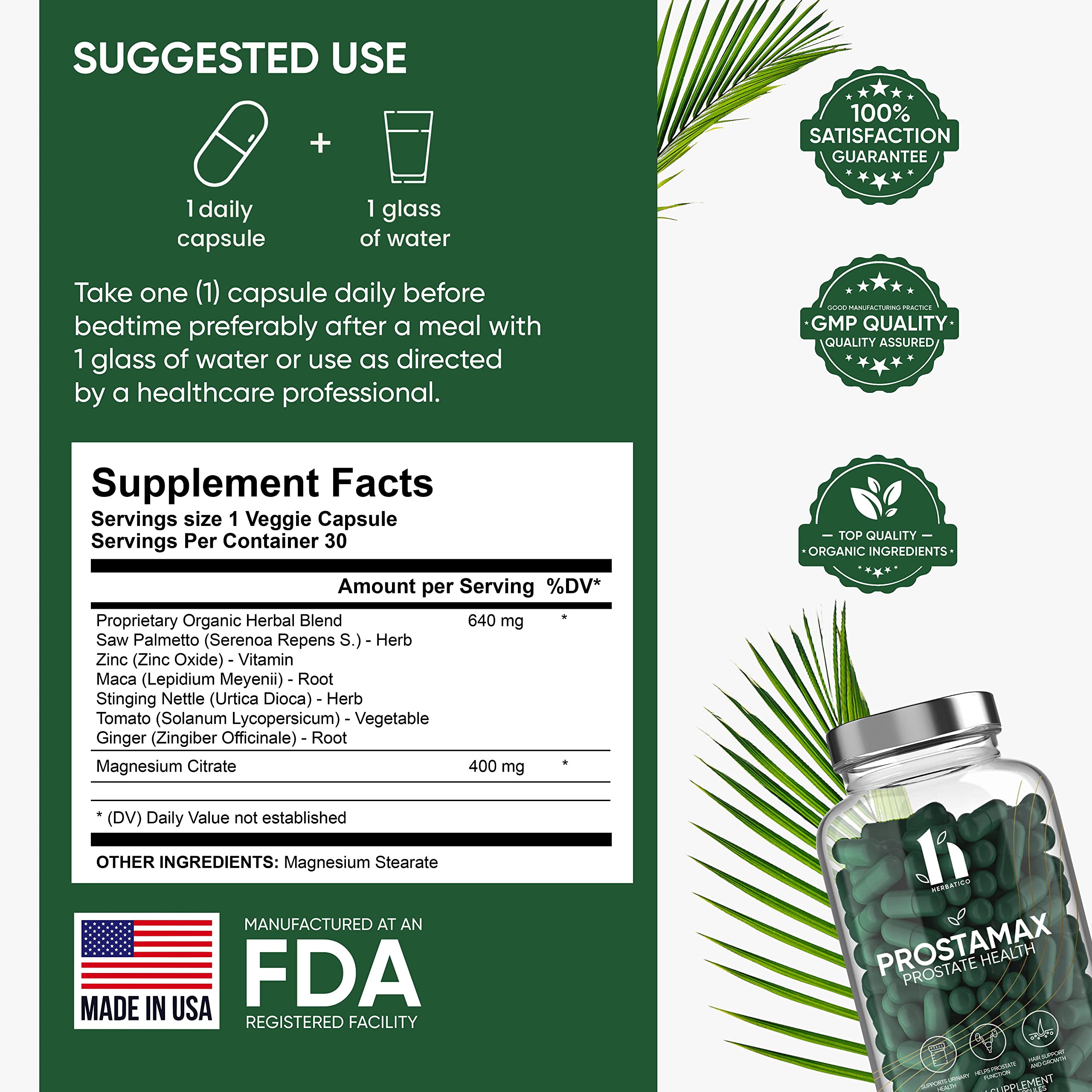 PROSTAMAX Saw Palmetto Prostate Health Supplement Reduce Frequent