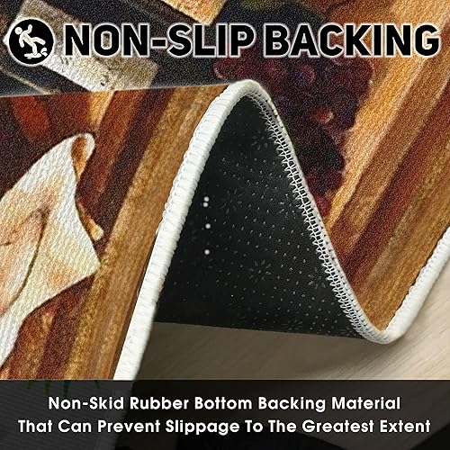 Miniatura 4 de Linen Geometric Juego de 2 tapetes de cocina de vino para piso, tapetes de cocina de granja acolchados antifatiga, juego de 2 tapetes de cocina y