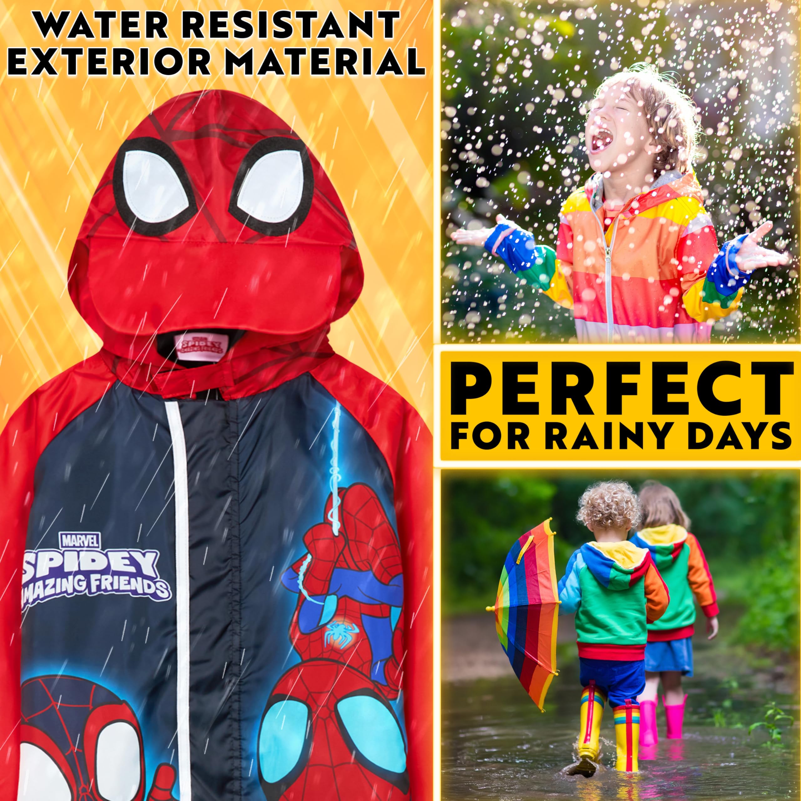 Get Trend Mono Impermeable Niño Niña Resistente Agua con Capucha Lana Chubasquero Todo en Uno Ropa Impermeable Regalos Niños