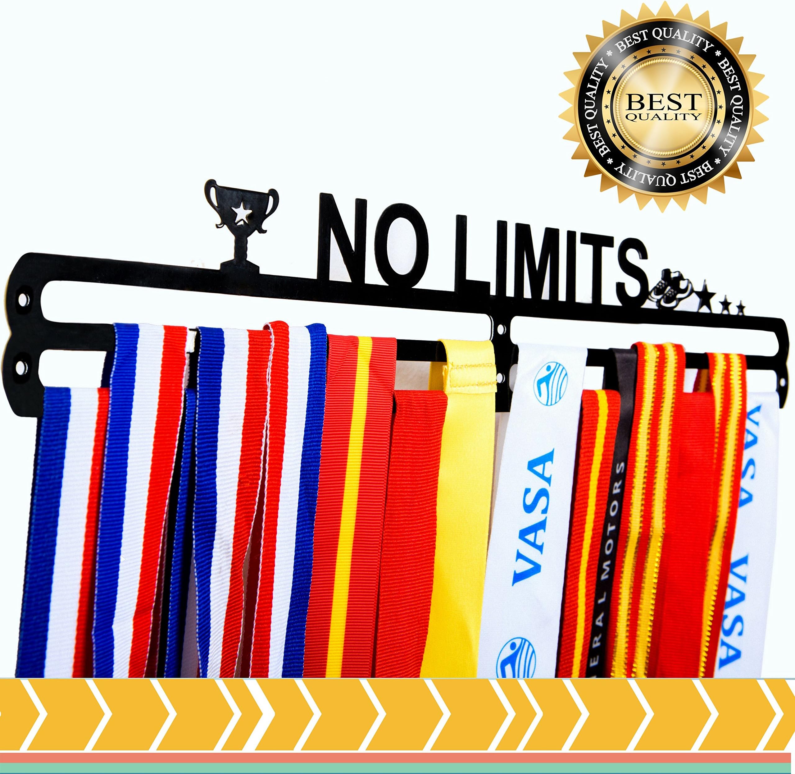 Medal Hanger + Medal Rack + No Limits + Medal Display for 40+ Medals Medal Hanger for Runner + Soccer + Medal Holders for Awards