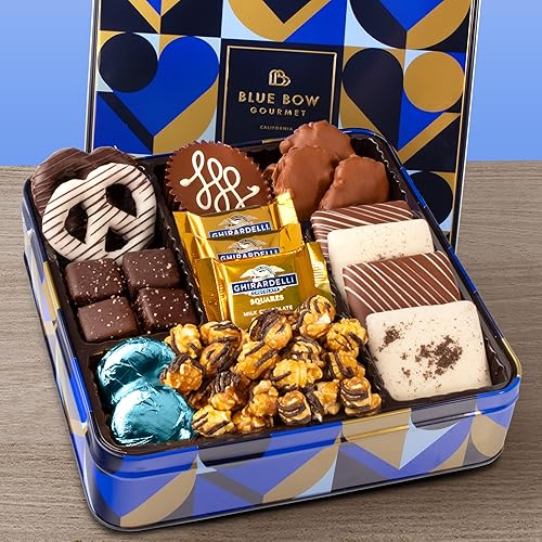 Miniatura 2 de Blue Bow Gourmet Artisanal Chocolate Assortment Gift Tin for Birthday, Thank You, Business Gifts, Holiday