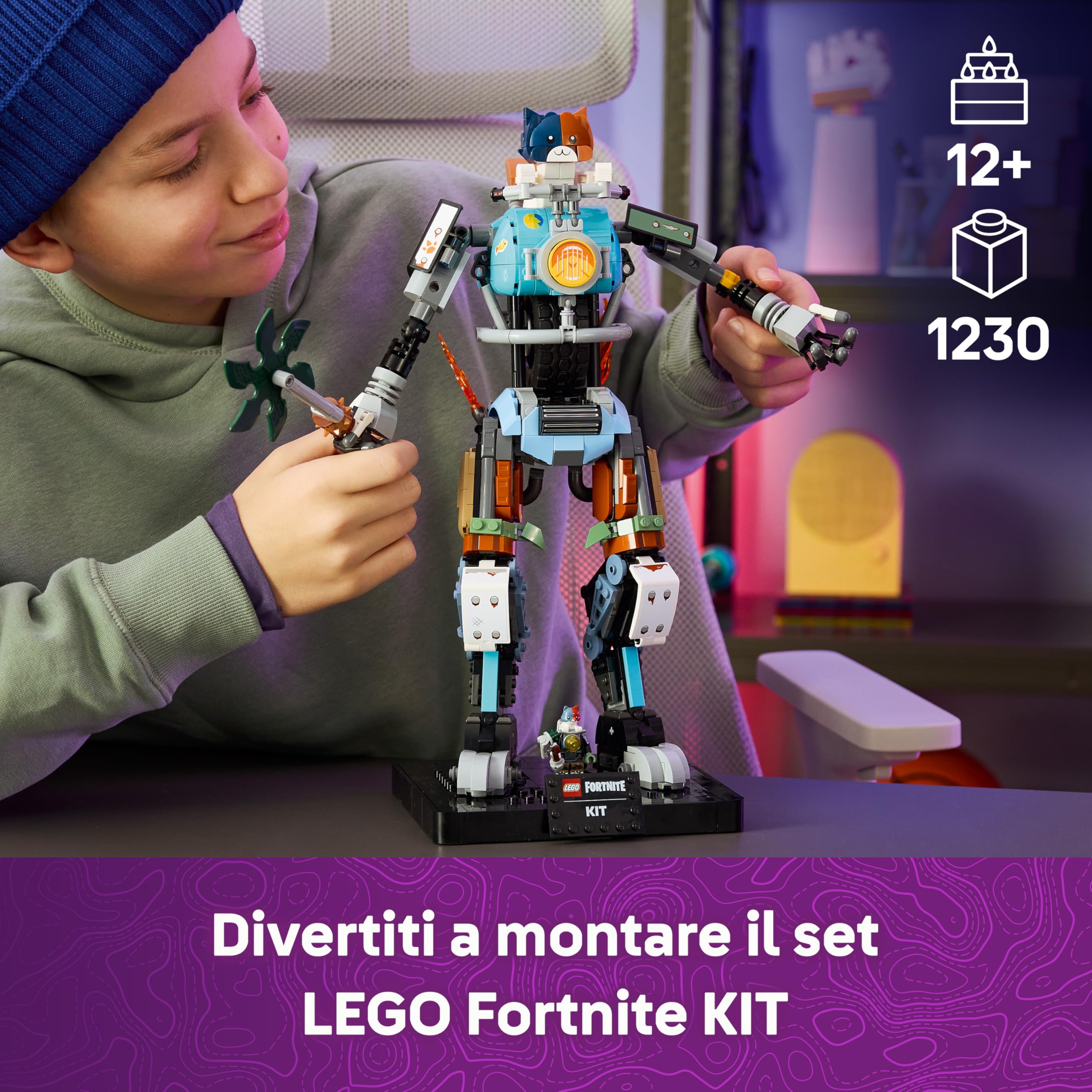 LEGO Fortnite KIT - Action Figure Giocattolo con Piccone Artigli Potenti e Ruota Girevole - Decorazione da Cameretta - Regalo per Gamer, Bambini e Bambine da 12 Anni in su Fan dei Videogiochi - 77081