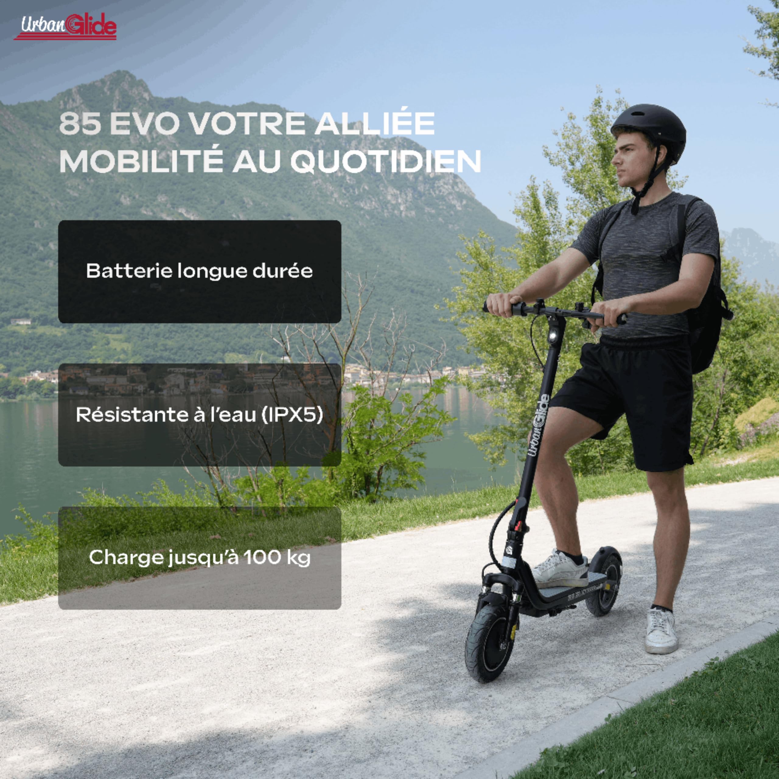 Trottinette Électrique Adulte UrbanGlide 85 Evo – Autonomie Jusqu'a 15 km - Pneu 8,5" Gonflable - Batterie 25.2V - Poids 15Kg