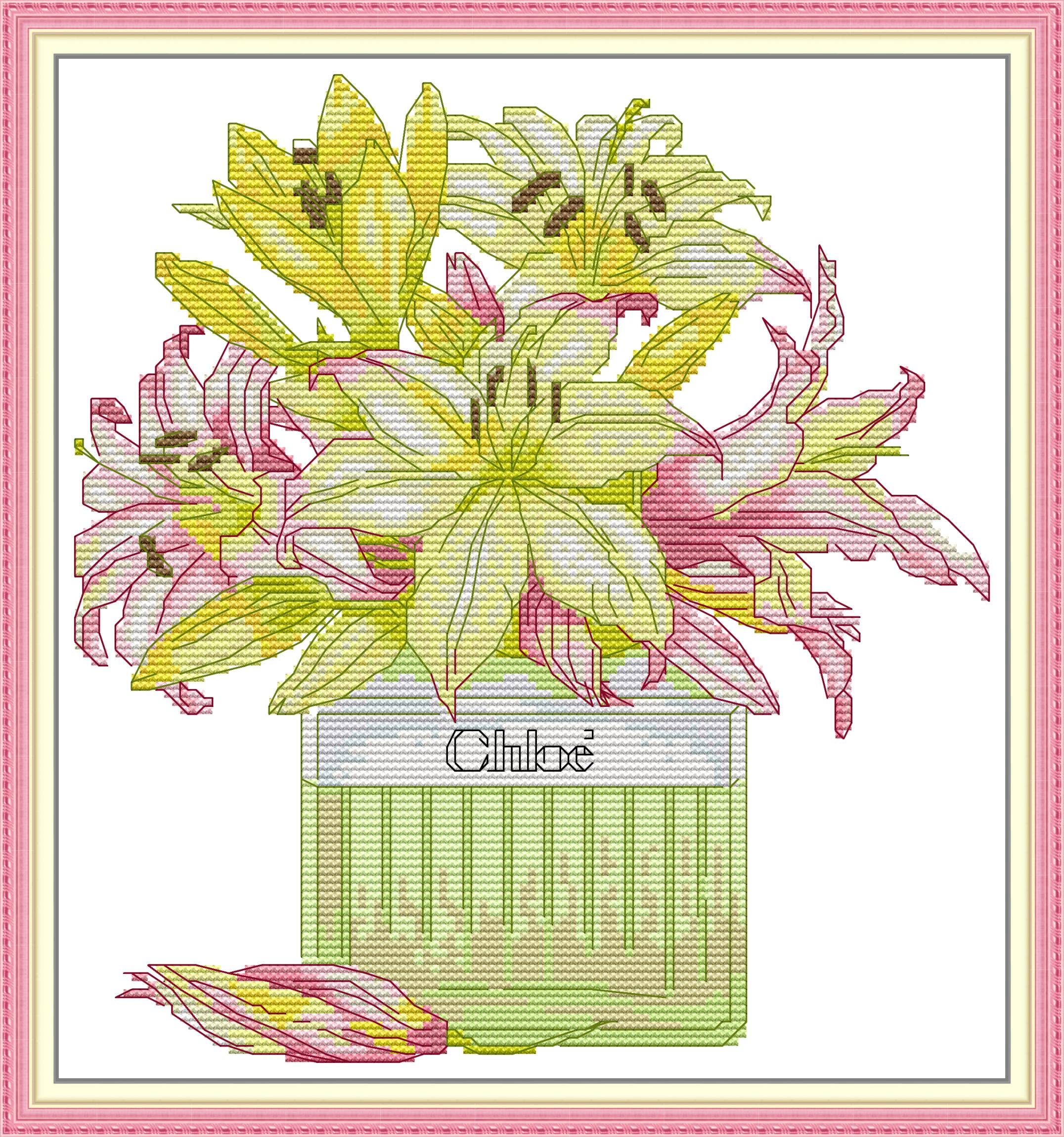 Kit Ricamo A Punto Croce WOWDECOR - Giorno Dei Morti Teschio Con Fiore - 36x46cm 11ct - Per Adulti E Principianti - 5