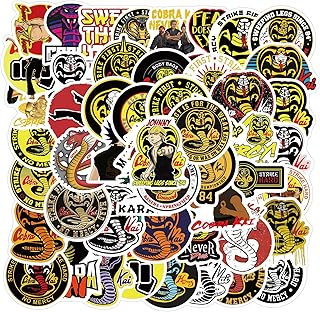 Cobra Kai Stickers | 50 Pcs Vinyl Waterproof Cobra Kai Birthday Decorations Stickers, Cobra Kai TV Show Decal - Karate Kid Stickers for Water Bottle, Party Decorations - Gift for Teens Boys and Girls