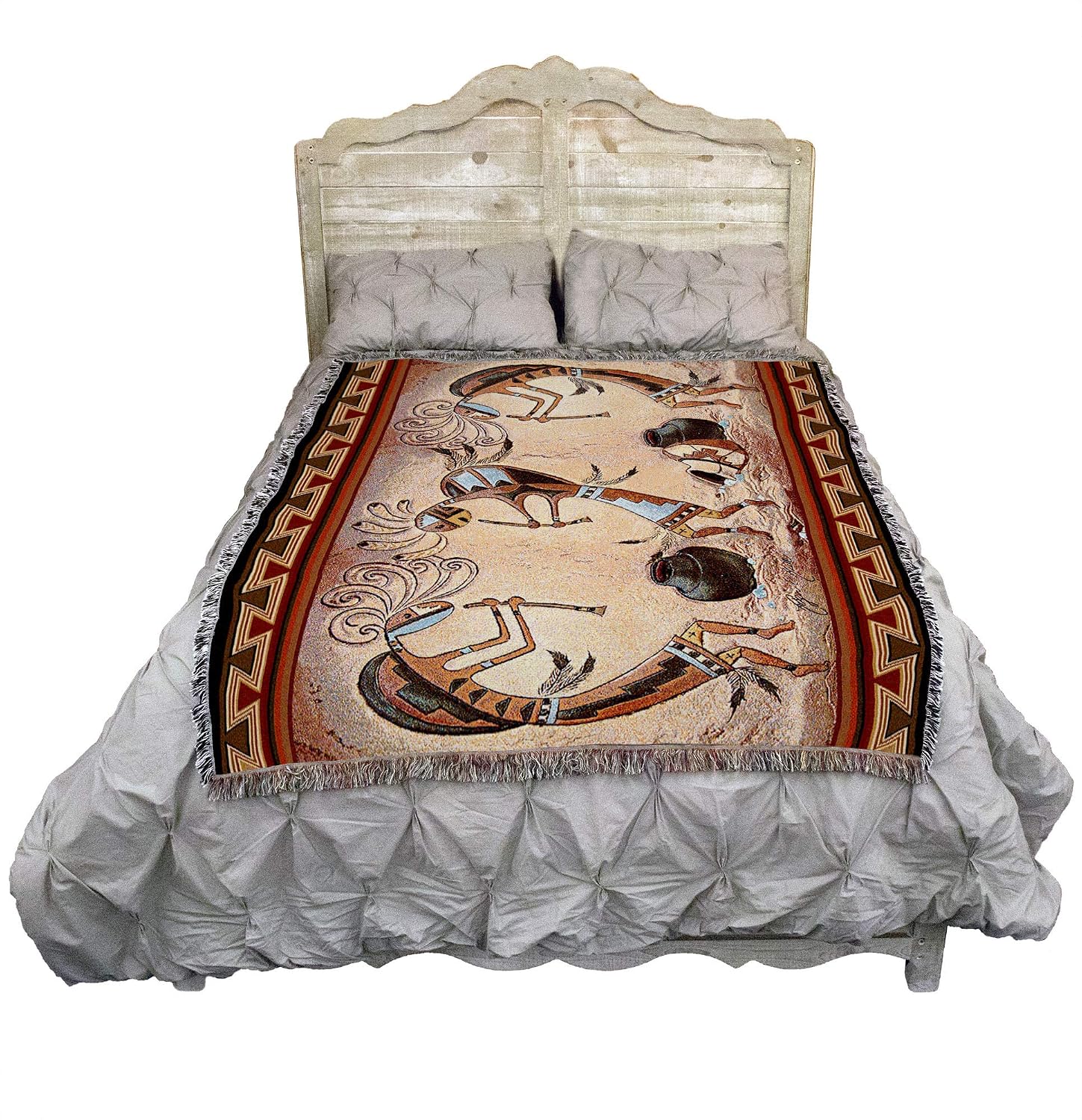 Pure Country Weavers Kokopelli Pot Dance Blanket by Roger Kull - Southwest Art - Gift Tapestry Throw Woven from Cotton - Made in The USA (72x54)