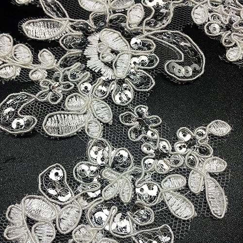 Vista 11 de PEPPERLONELY 1 par de parches de tela de encaje fino bordados adornos apliques decoración de vestido, rojo vino, 10 x 6 pulgadas #12 Vino Tinto