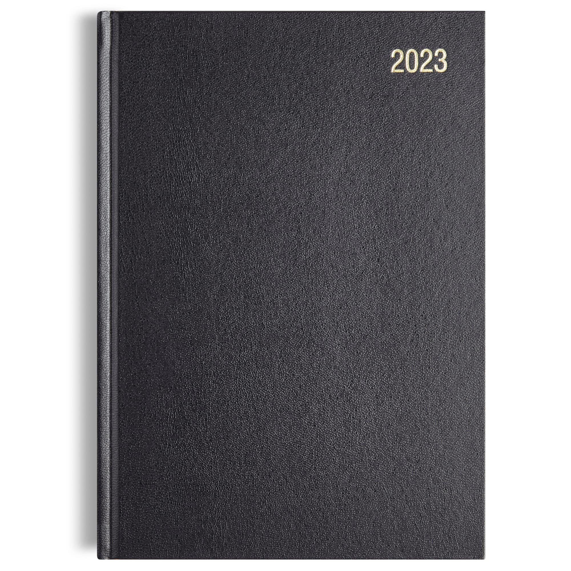 A5 2023 Diary Day A Page Planner Hard Cover - Black