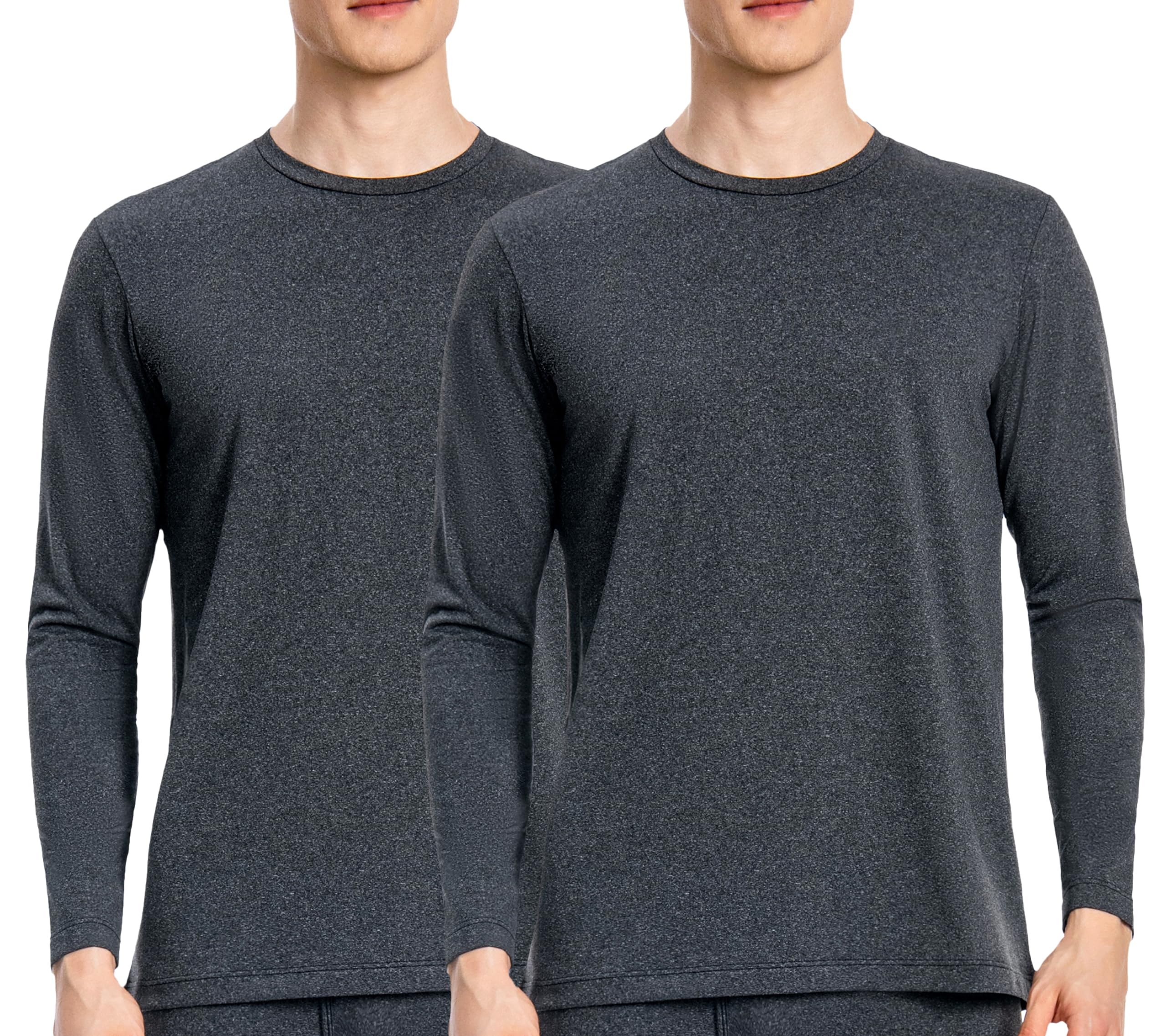 Nutria Maglia Termica Uomo Manica Lunga Pacco da 2, Maglie Termiche con Interno in Pile Girocollo, Biancheria Intima Termica Camicie Foderate in Pile per l'inverno Leggera Sci Corsa Ciclismo U07A