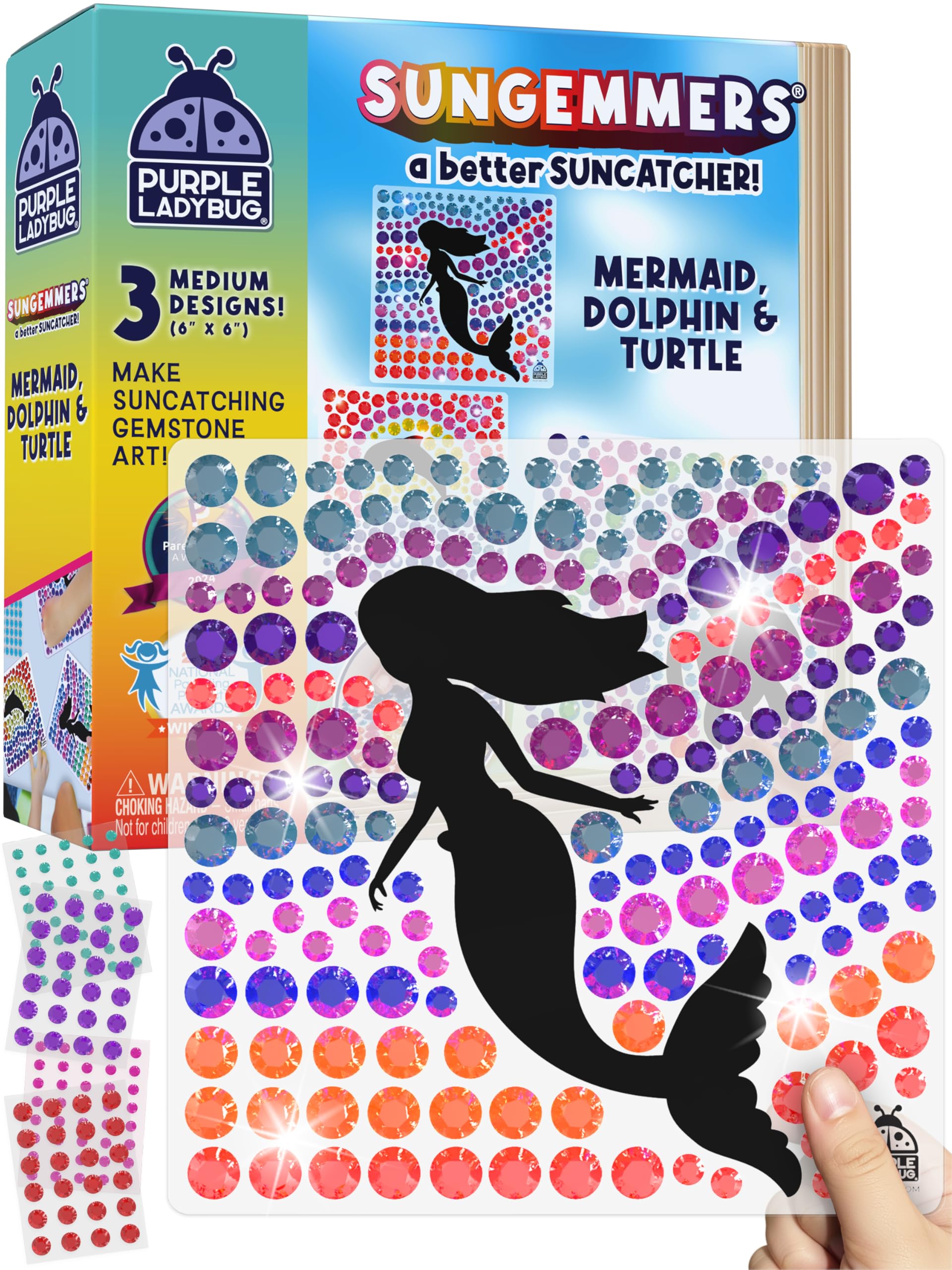 SUNGEMMERS Gem Window Art Suncatcher Kit for Kids 6-8 9 10 11 12 - Birthday Gifts for 7 Year Old Girl, Fun Diamond Art Easter Mermaid Gifts for Girls - Arts & Crafts for Kids, Toys for Ages 5-7