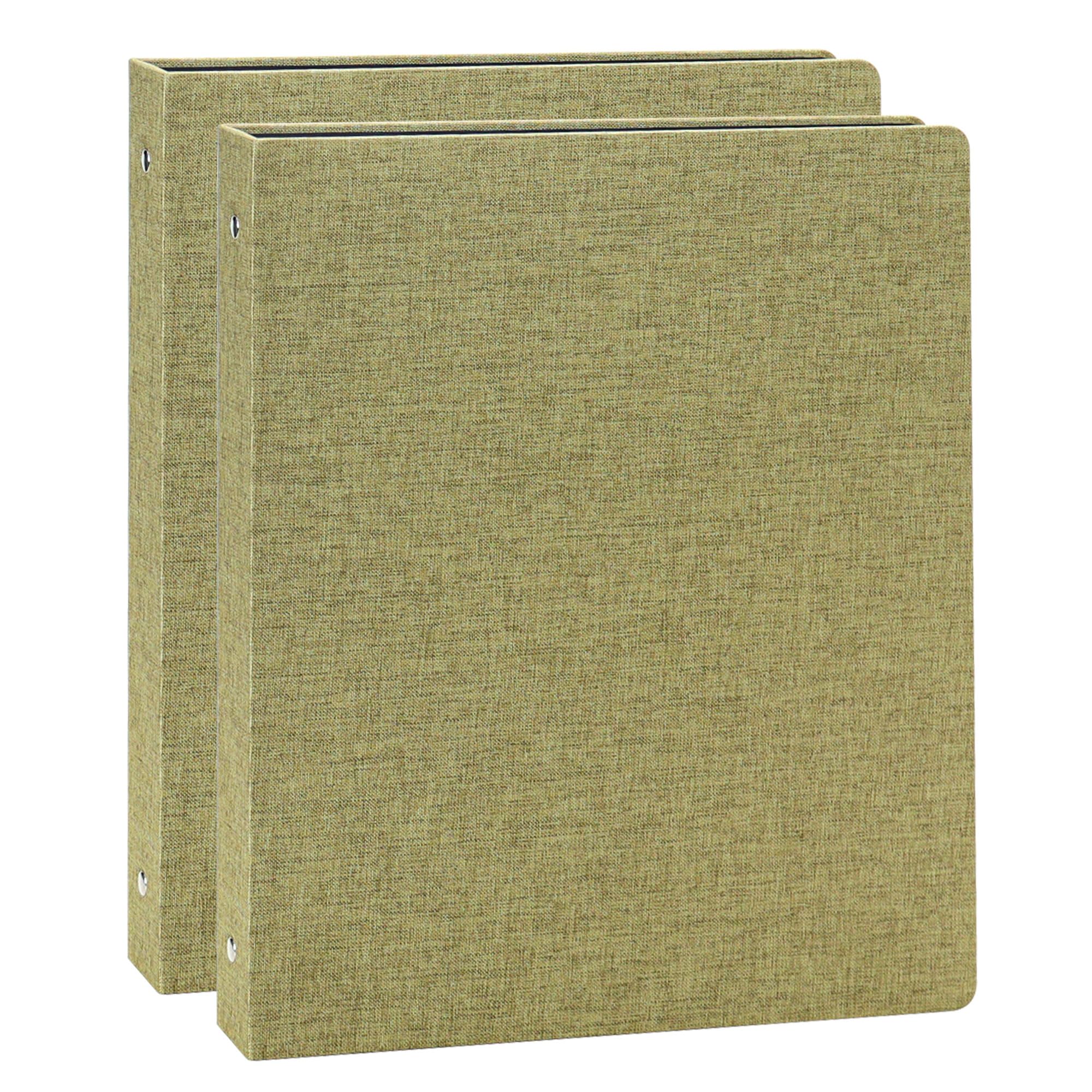 Vienrose 3 raccoglitori ad anelli rotondi da 2,5 cm con copertina in lino, contiene 21,6 cm x 28 cm di carta per scuola, ufficio e casa (confezione da 2, verde scuro)