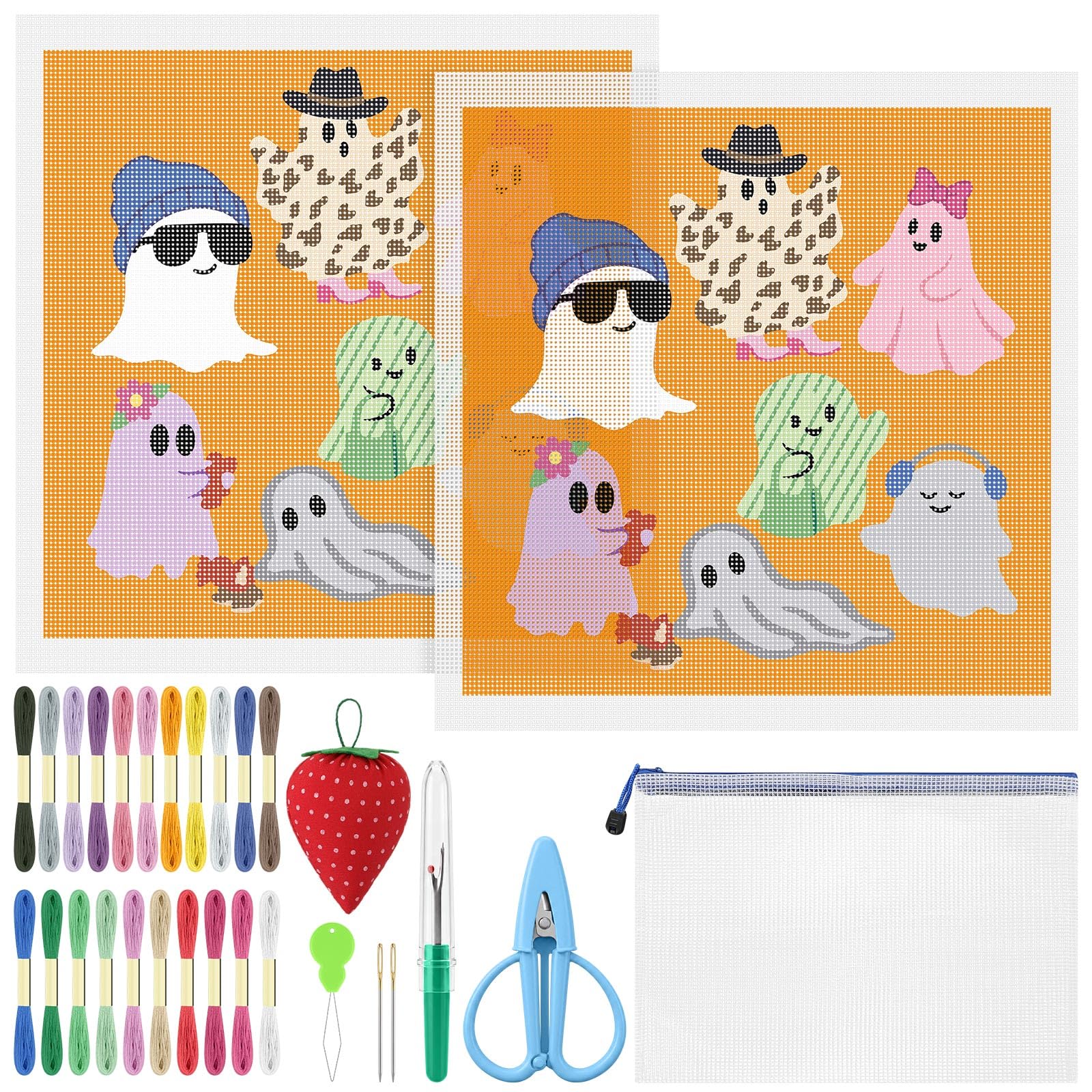 XunYee 48 Pcs Halloween Ghost Party Needlepoint Kit for Beginners Adults