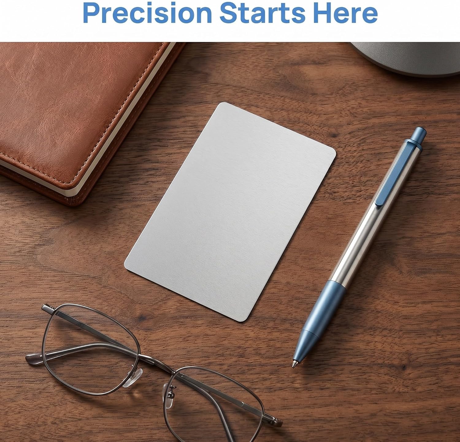 Uonlytech 100pcs Aluminum Alloy Engraving Blanks for Laser Engrave Business Card Blanks Precise Calibration Tool and Material Efficiency, Silver Metal Surface for Initial Testing