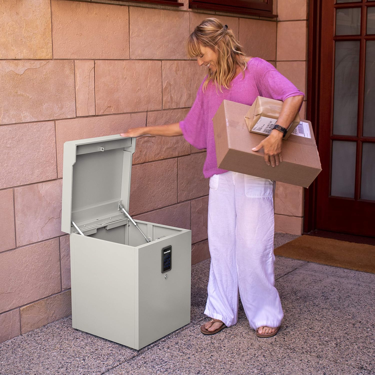 CleverMade Parcel LockBox S100 Series: Secure Package Delivery Box with Reinforced Steel Construction, Digital Lock and Ground Anchoring System for Online Shopping Deliveries, Cream : Everything Else