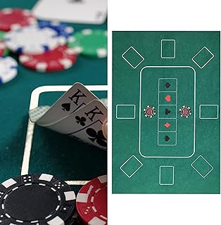 Cepewa Poker Tischauflage │ 60x90cm 100% Polyester Filz grün Bedruckt │ Faltbare Pokermatte