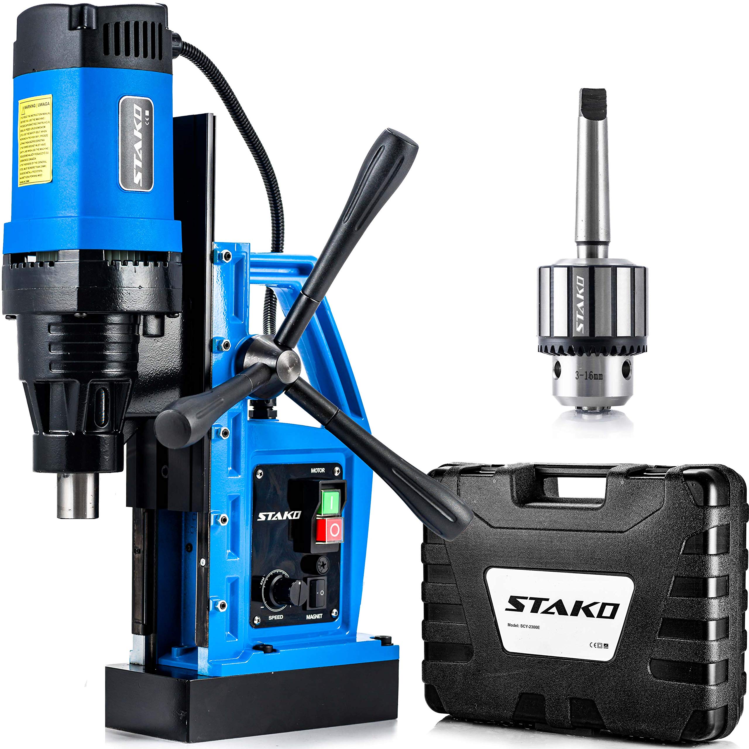 STAKO SCY-2800E Max. Ø 80 mm Magnetbohrmaschine 2050 W mit Koffer – 17 kg – Magnetkraft 17000 N – tragbare Kernbohrmaschine für Metallbearbeitung mit Bohrfutter – Set 1
