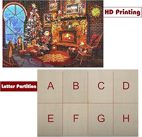 Miniatura 5 de Lavievert Rompecabezas de madera de 1000 piezas de Navidad para adultos y niños, chimenea, árbol de Navidad, medias