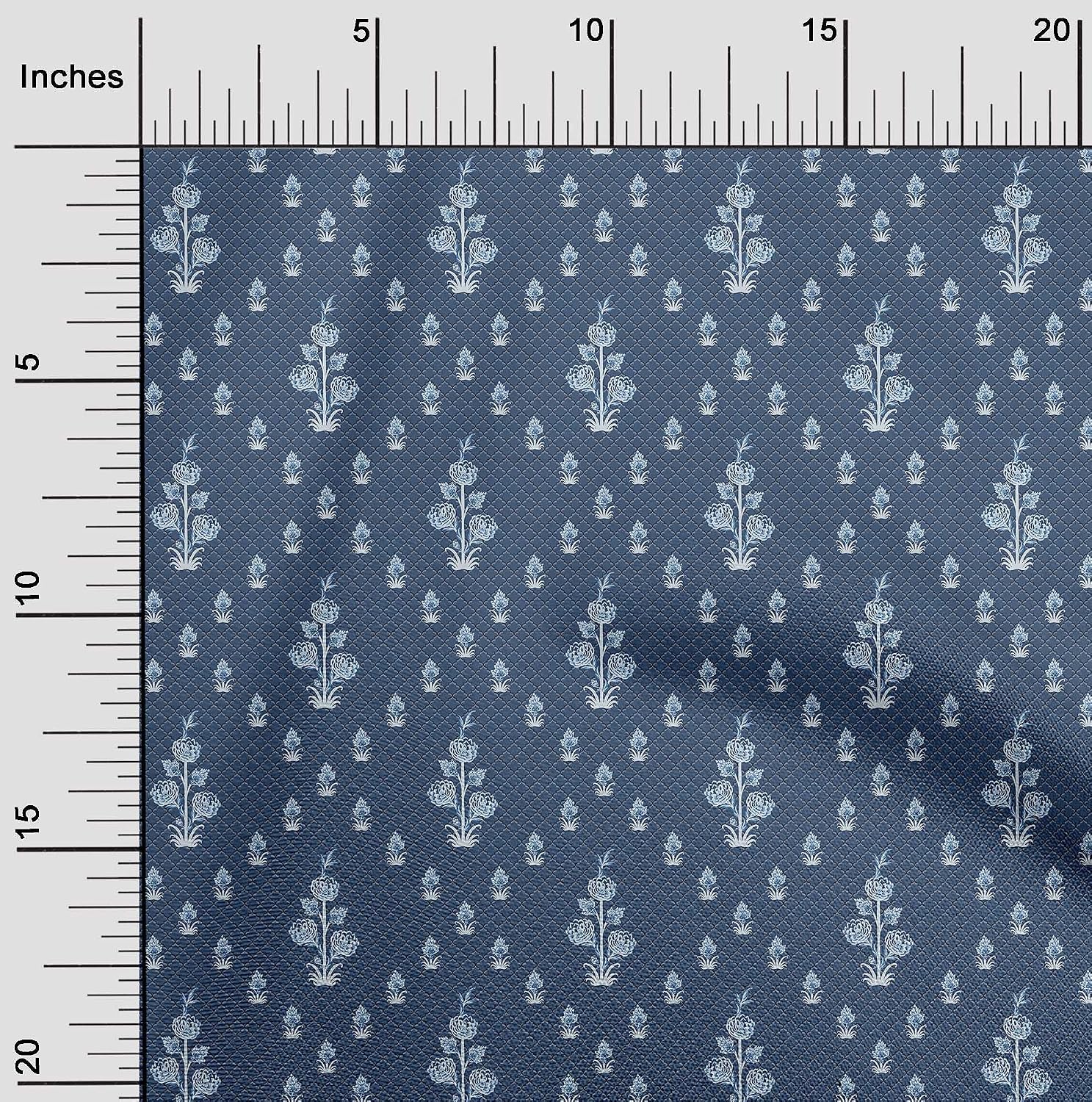 oneOone Cotton Flex Teal Blue Fabric Block Craft Projects Decor Fabric Printed By The Yard 40 Inch Wide-E8