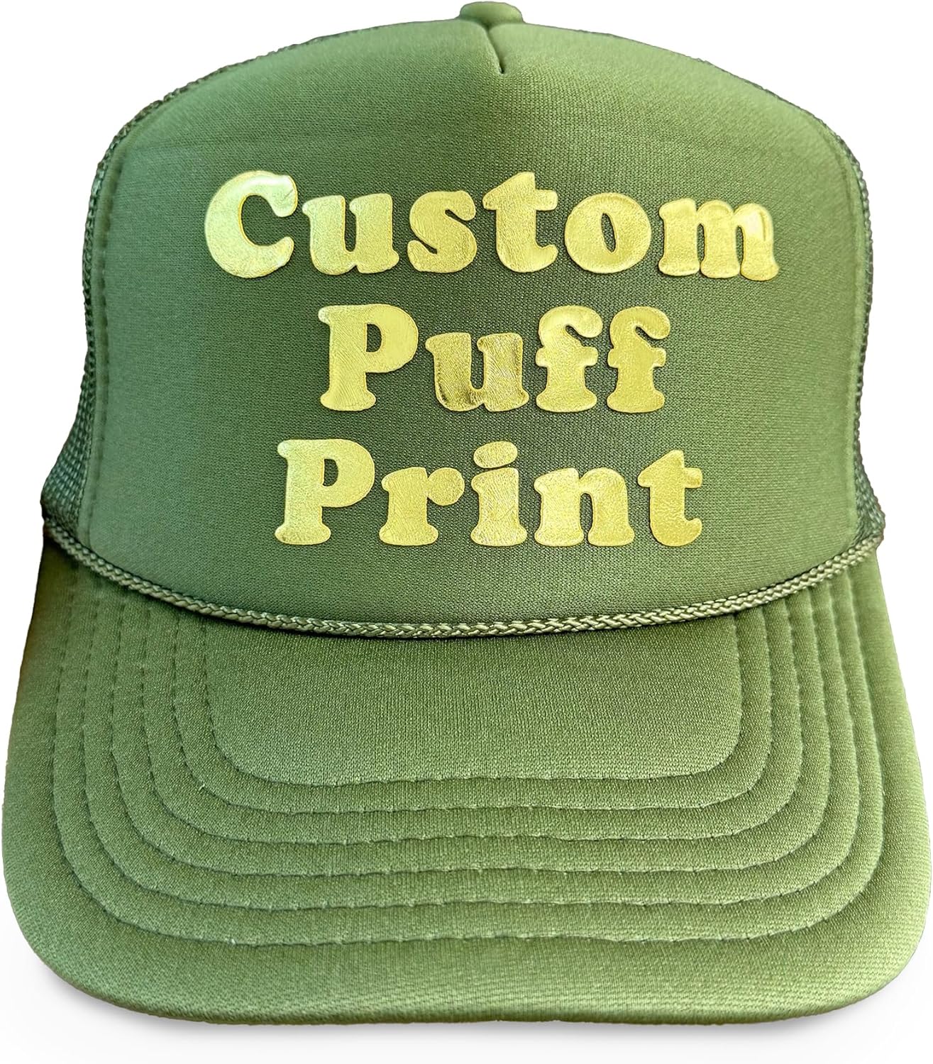 Personalized Metallic Foam Trucker Hat Custom Metallic Puff Print Trucker Hat