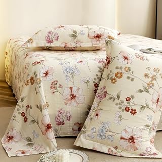 Story@Home King Size Bedsheet | Cloud Cotton Flatsheet King Size with Two Pillow Covers| Super Soft Bed Sheet for King Size Bed | Floral