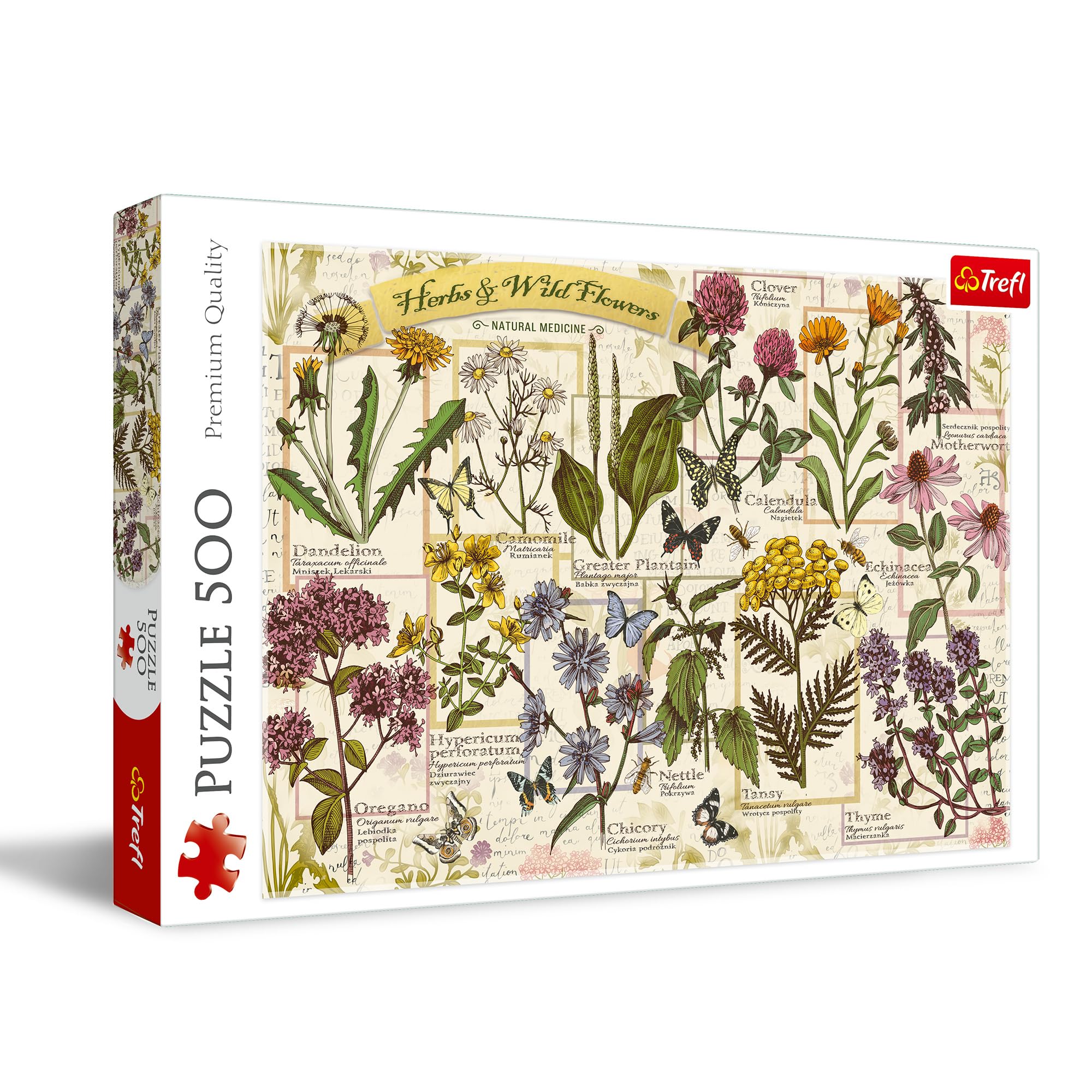 Trefl Herbario: Hierbas Medicinales 500 Piezas DIY con Gráficos Retro, Plantas, Entretenimiento Creativo, Diversión, Puzzle Clásico para Adultos y Niños a Partir de 10 años, Multicolor (37478)