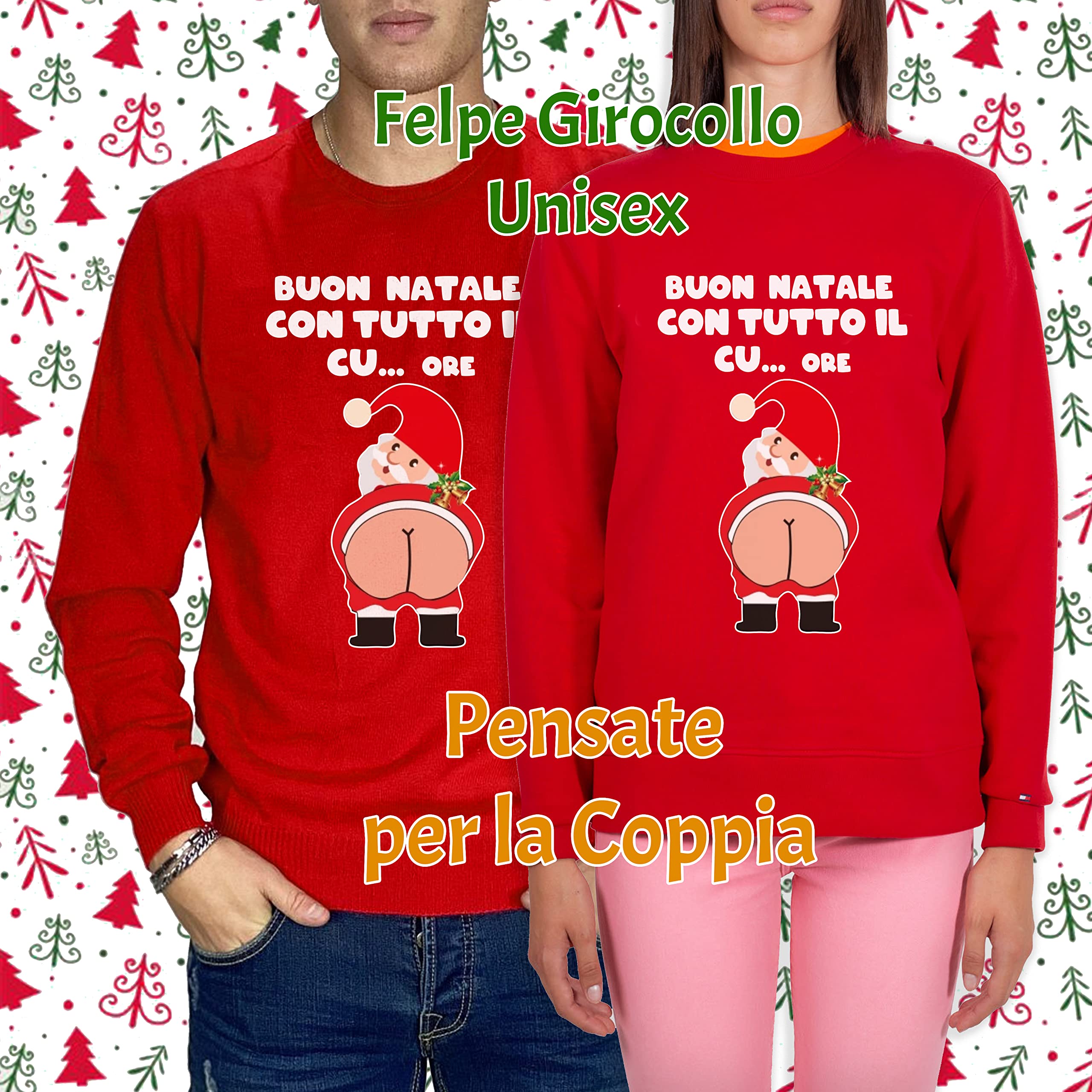 Coppia Felpe Girocollo Natale - Buon Natale - Felpe Girocollo - Natalizio - Christmas- Amore - Regalo Unisex - Felpa Natalizia