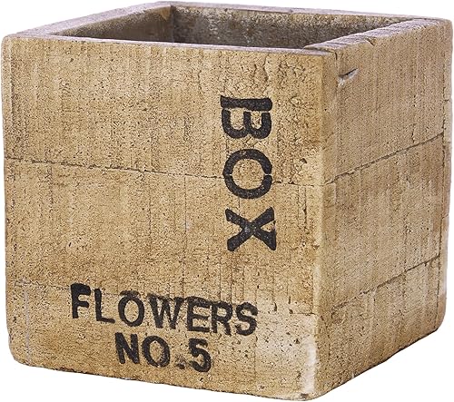 Miniatura 4 de Alpine Corporation Macetero cuadrado con acabado de madera, 5 pulgadas de largo x 5 pulgadas de ancho x 5 pulgadas de alto