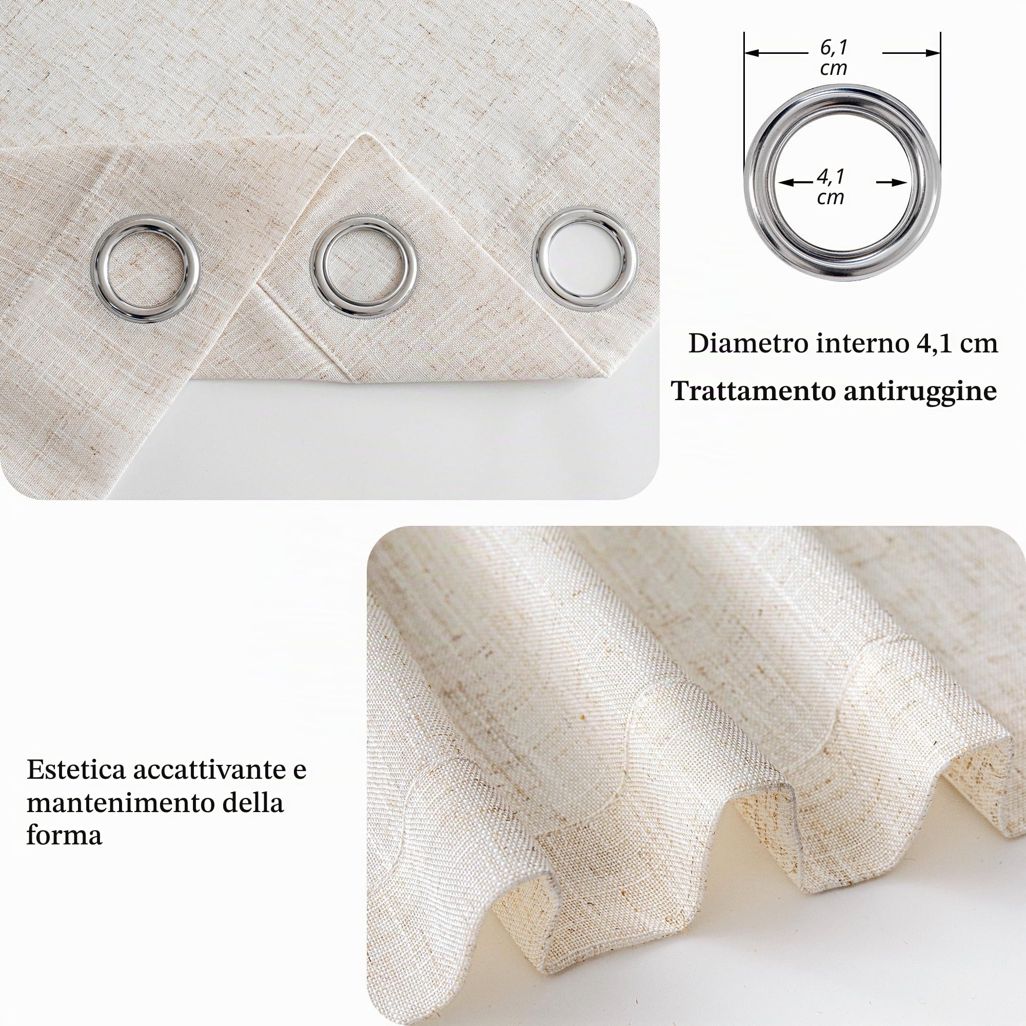 Tende Gardine in lino extra larghe, beige con occhielli, altezza 280 x larghezza 300, 1 pezzo, per soggiorno, moderne, camera da letto, pannelli per tende, semitrasparenti, permeabili alla luce