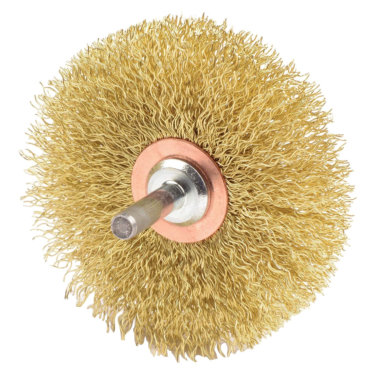 Weiler 17641 Crimped Wire Wheel, 3" Stem-Mounted, 0.118" Brass Fill, 1/4" Stem, Made in the USA (Pack of 10)