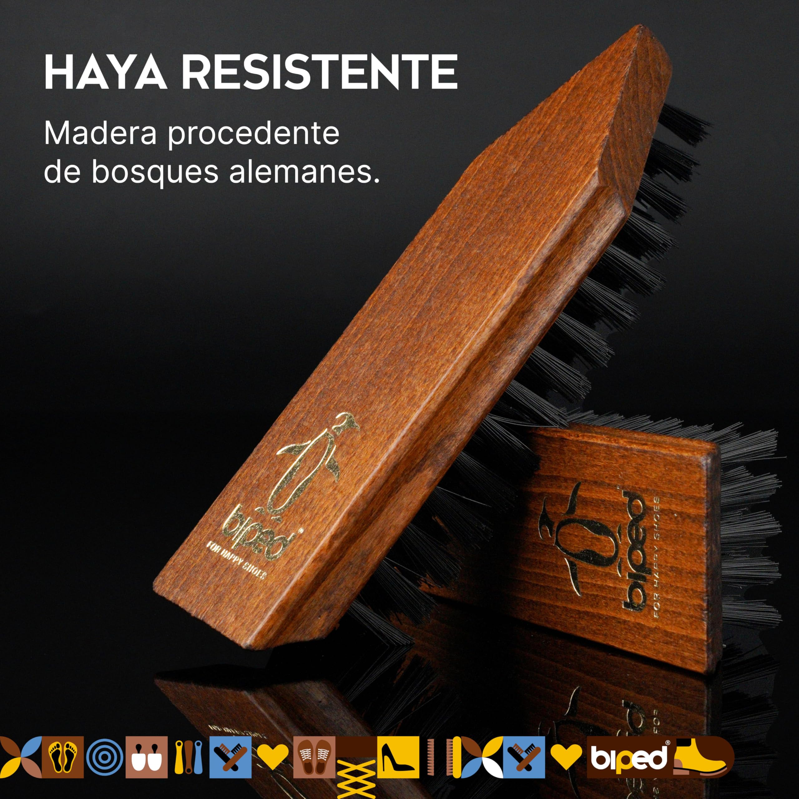 biped Cepillo Limpiador para Zapatos 16 cm – Cepillo Resistente de Madera de Haya – para Suelas perfiladas – Made in Germany z2450