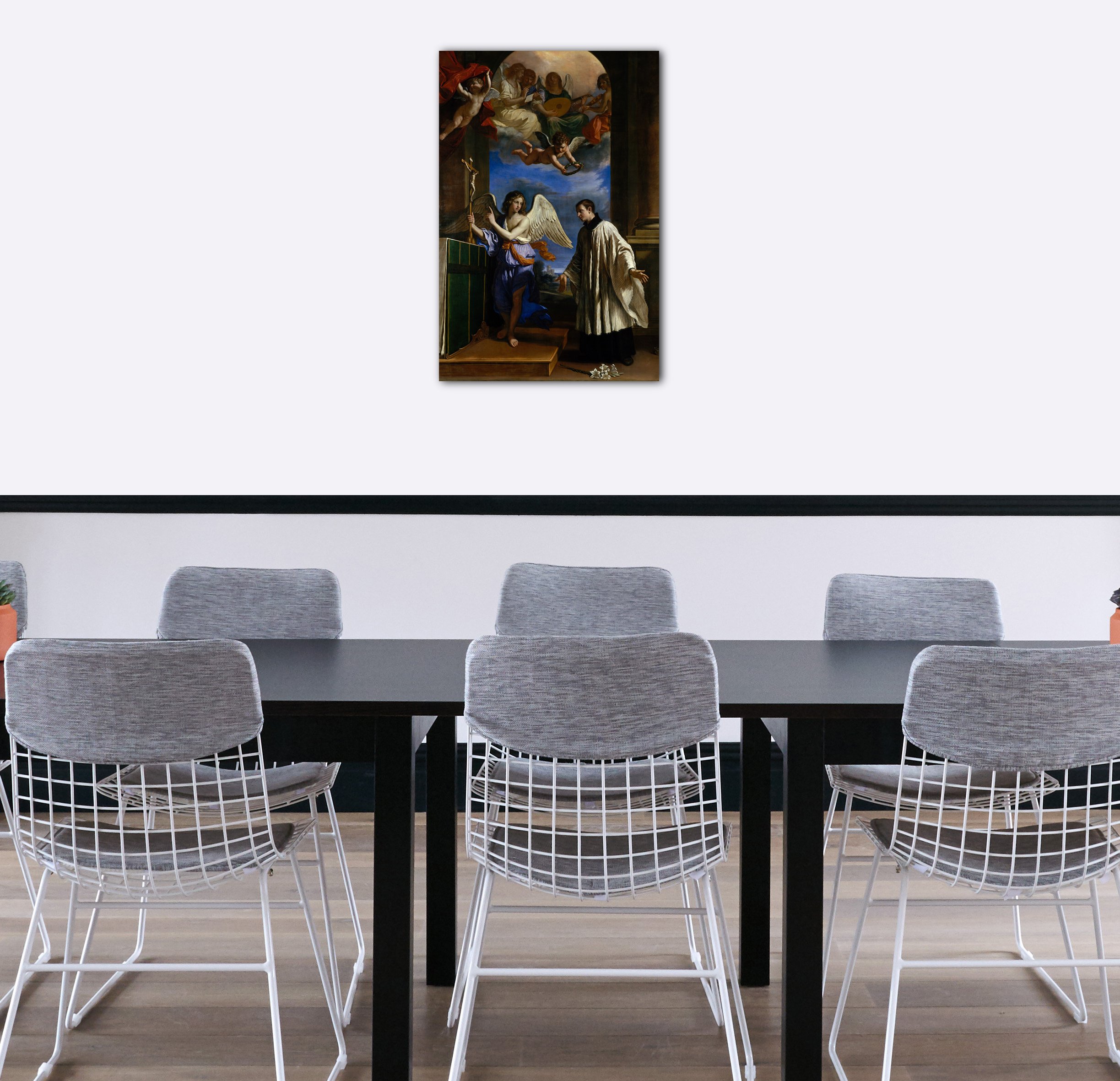 Printed Paintings Stampa su Tela (40x60cm): Guercino - La vocazione di San Luigi (Luigi) Gonzaga