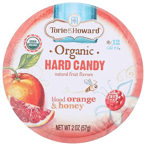 Torie and Howard - Lata orgánica de caramelo duro, naranja sanguina y miel, 2 onzas