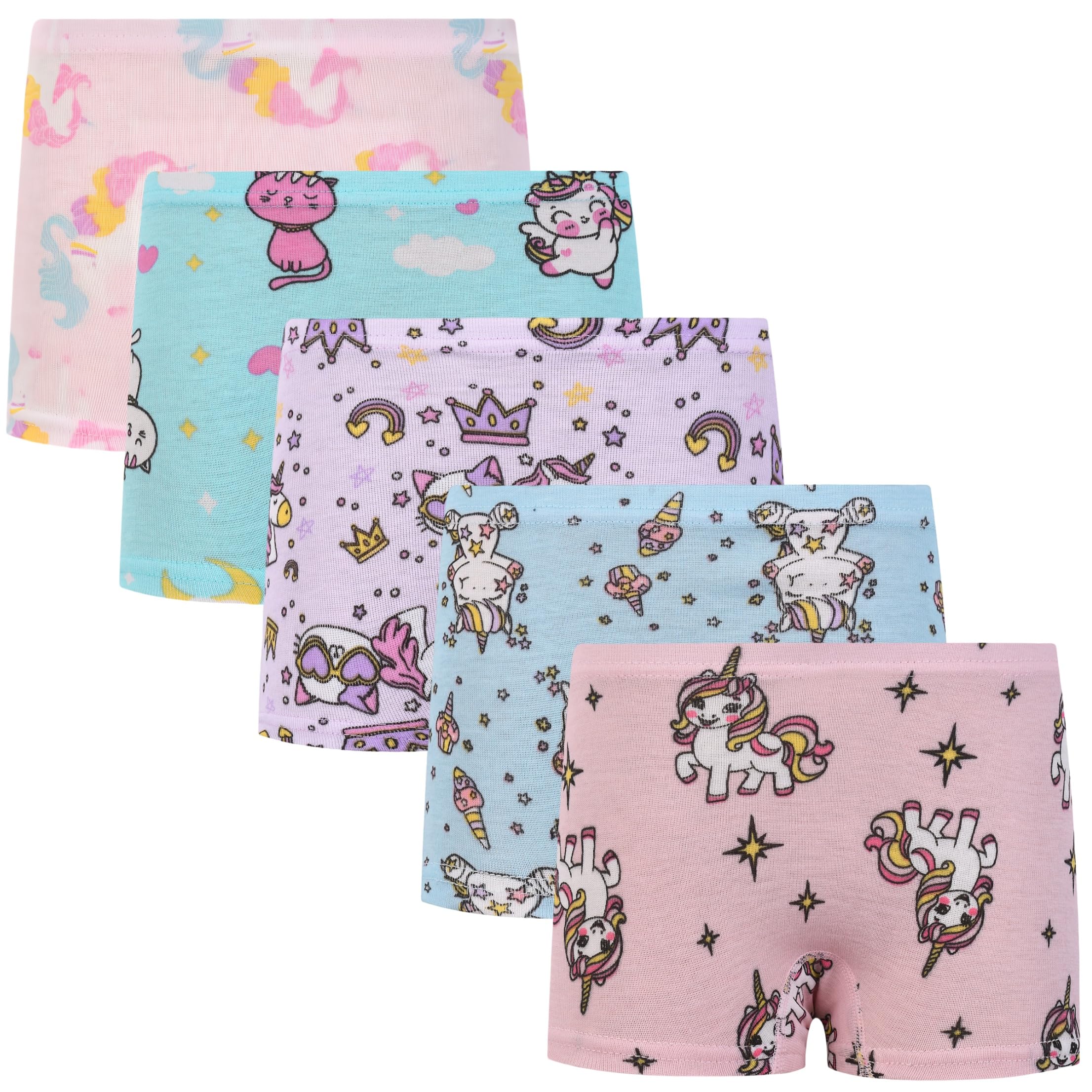 Girls Boyshort Hipster Panties Cotton Panty Underwear 5 Pack