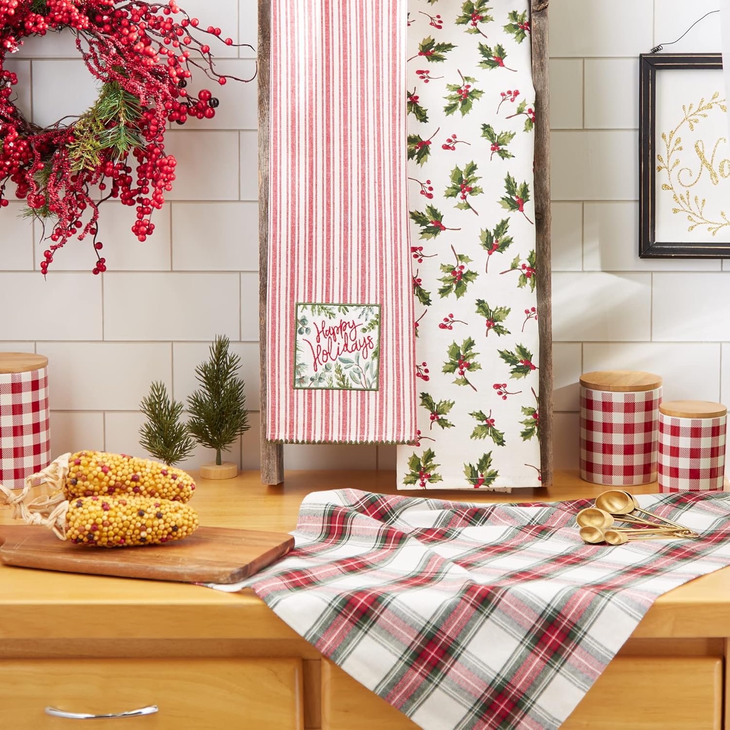 DII Juego de toallas de cocina decorativas de Navidad vintage, 18