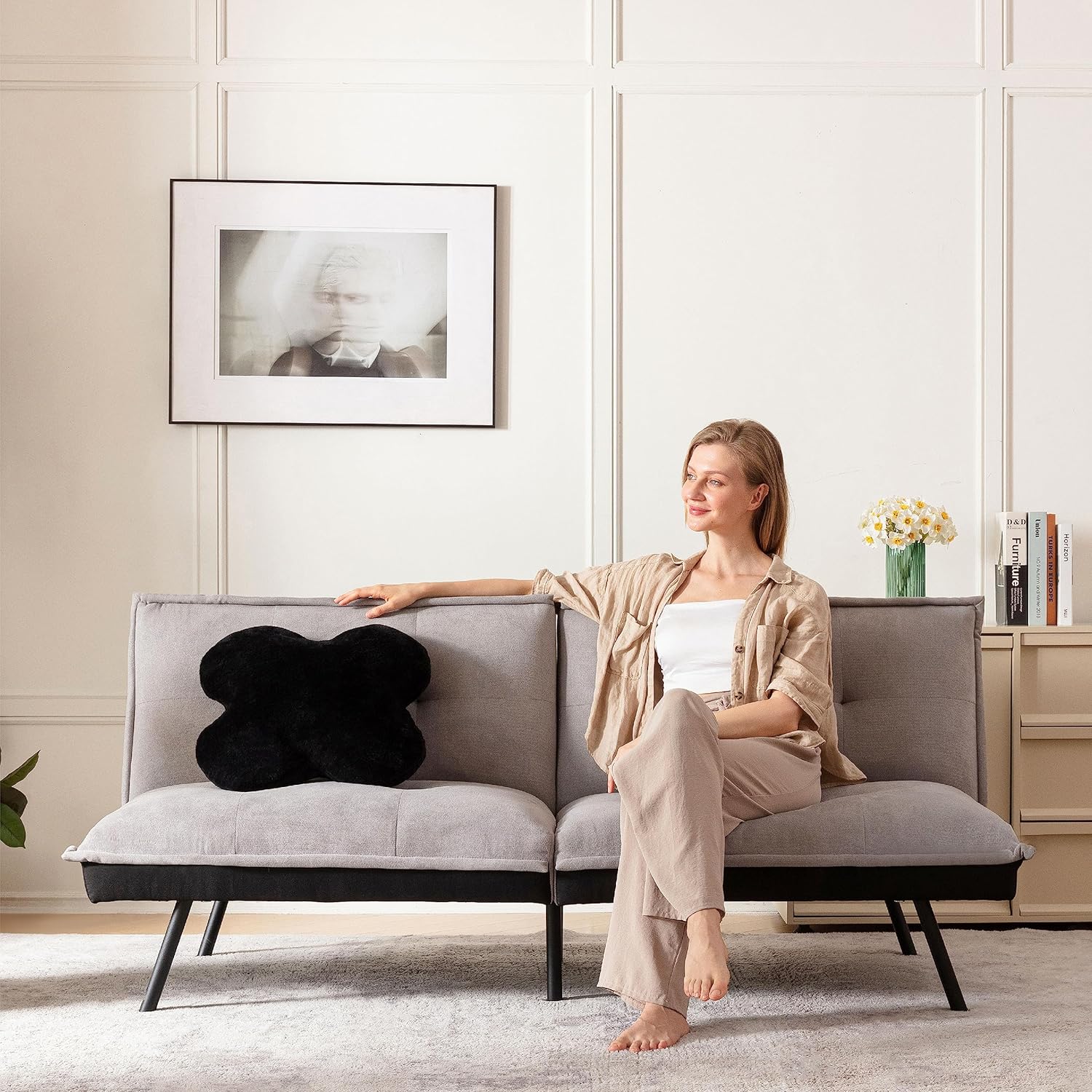 Dyonery Convertible Futon Sofa Bed Memory Foam Futon Couch