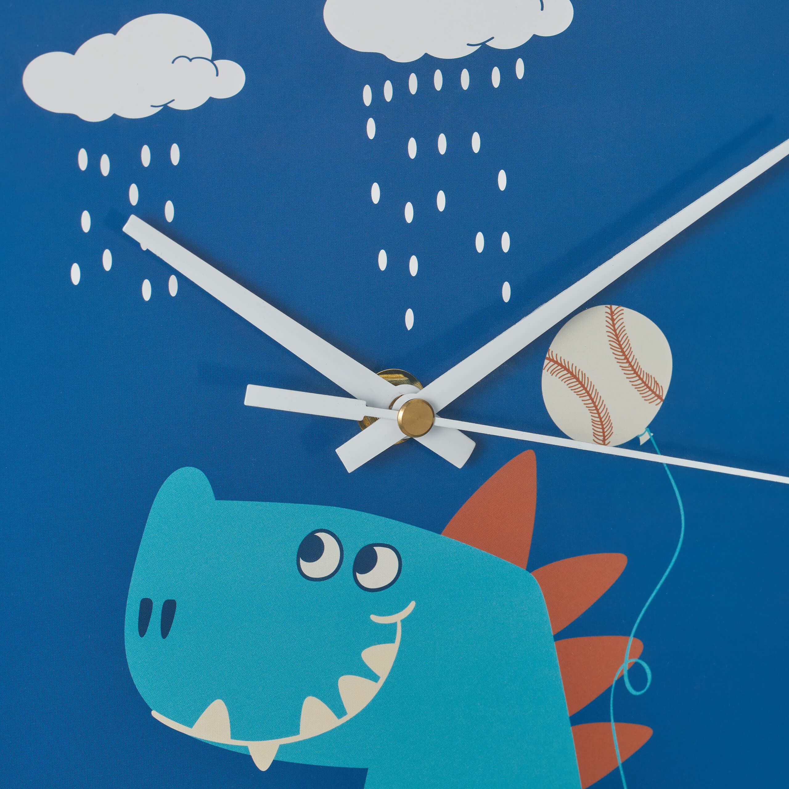 Relaxdays Zegar ścienny z dinozaurami, Ø 29,5 cm, zegar dinozaur dla dzieci, zegar do pokoju dziecięcego, dla chłopców i dziewczynek, zegar dziecięcy ścienny, niebieski