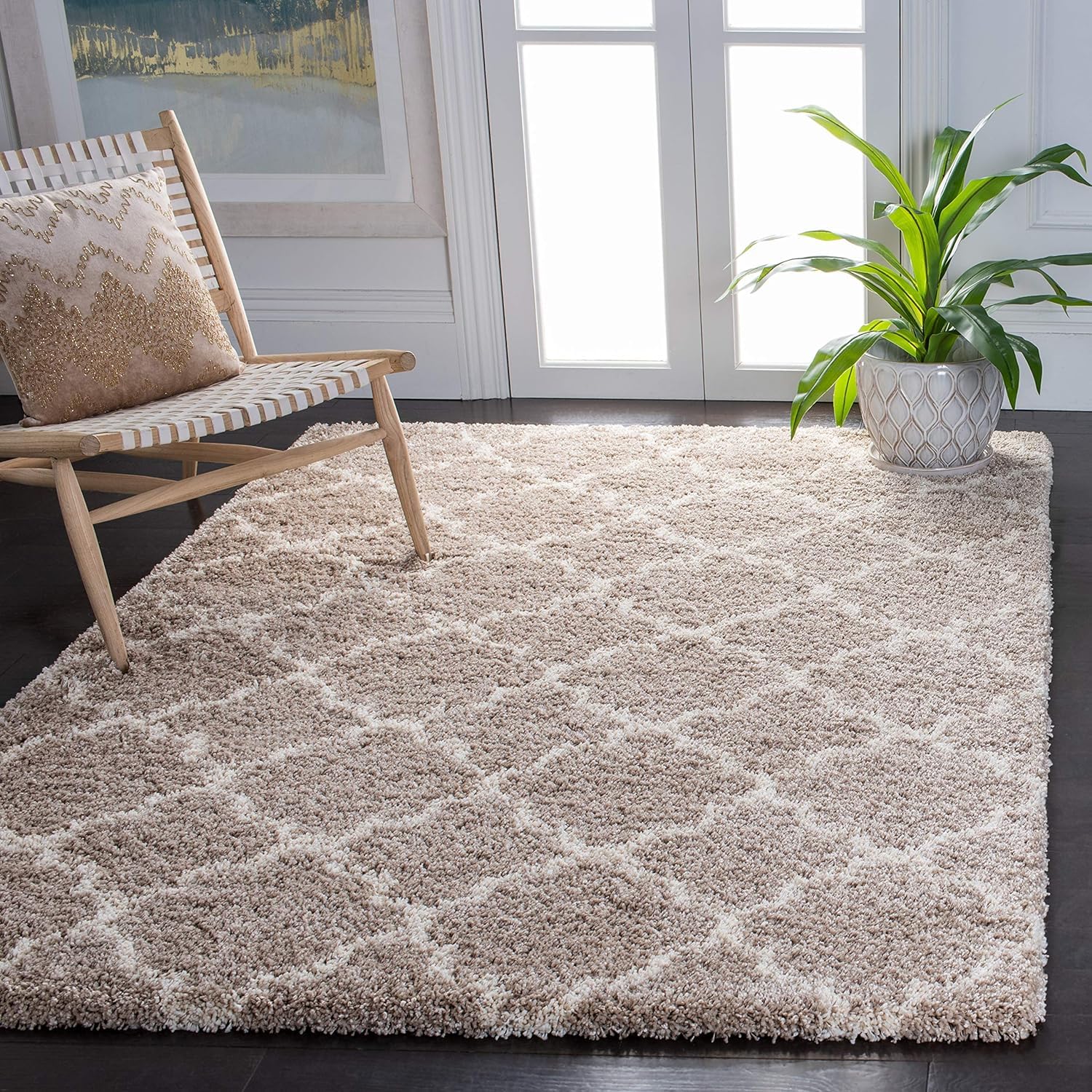 Modern Geometric Shag Rug - Multi-Color -19 Modern Geometric Shag Rug - Multi-Color -19