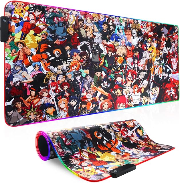 RGB Mouse pad Led Gaming Mouse Pad, Large glowing Mouse Pad with RGB light , Colorful Soft mouse Mat for Mice Computer Keyboard with Anti Slip Rubber Base Waterproof mice mat (9040 dajihe)