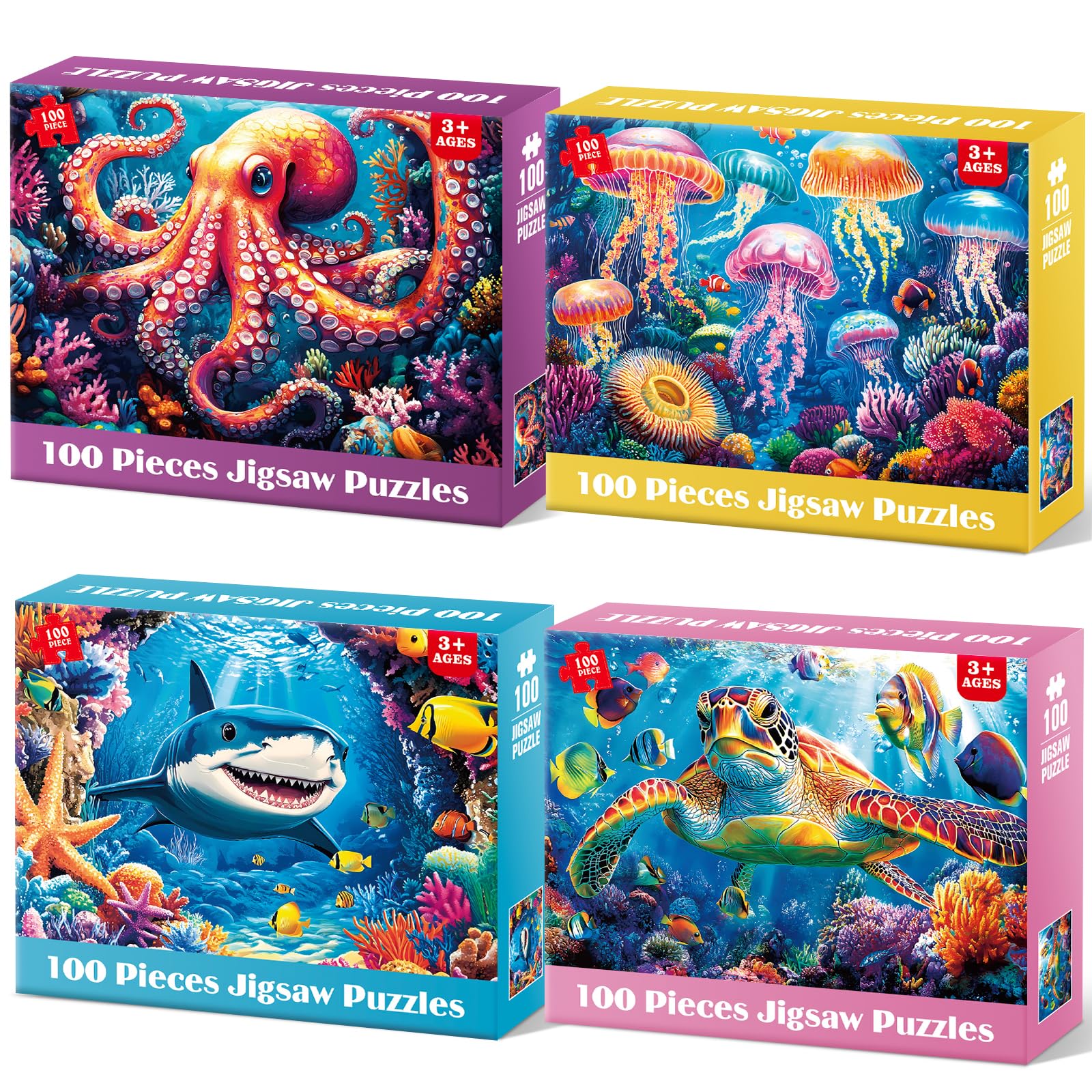 4 Pack 100 Piece Puzzles for Kids Ages 4-8