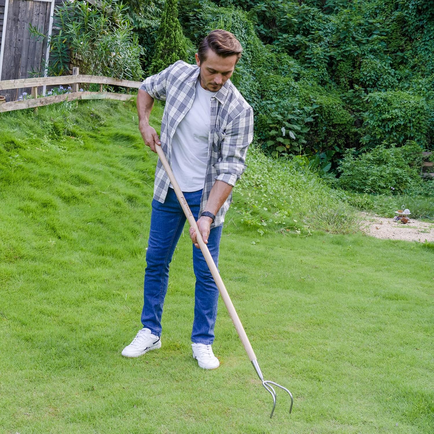 Berry&Bird Garden Long Handle 3-Prong Cultivator, 62.6" Garden Hand Cultivator, Stainless Steel Hand Rake Tiller Tool with Ash Ergonomic Wooden Handle for Turning Soil, Cultivating, Loosening, Weeding : Patio, Lawn & Garden